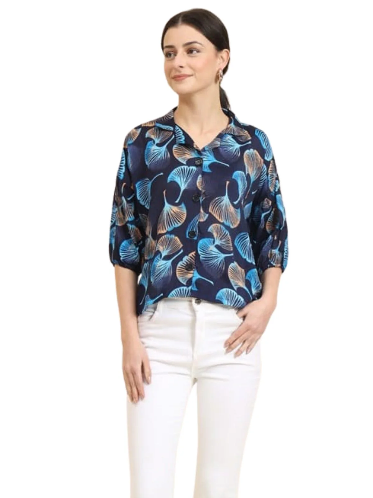 Odette Multicolour Delta Printed Top For Women - Image 2