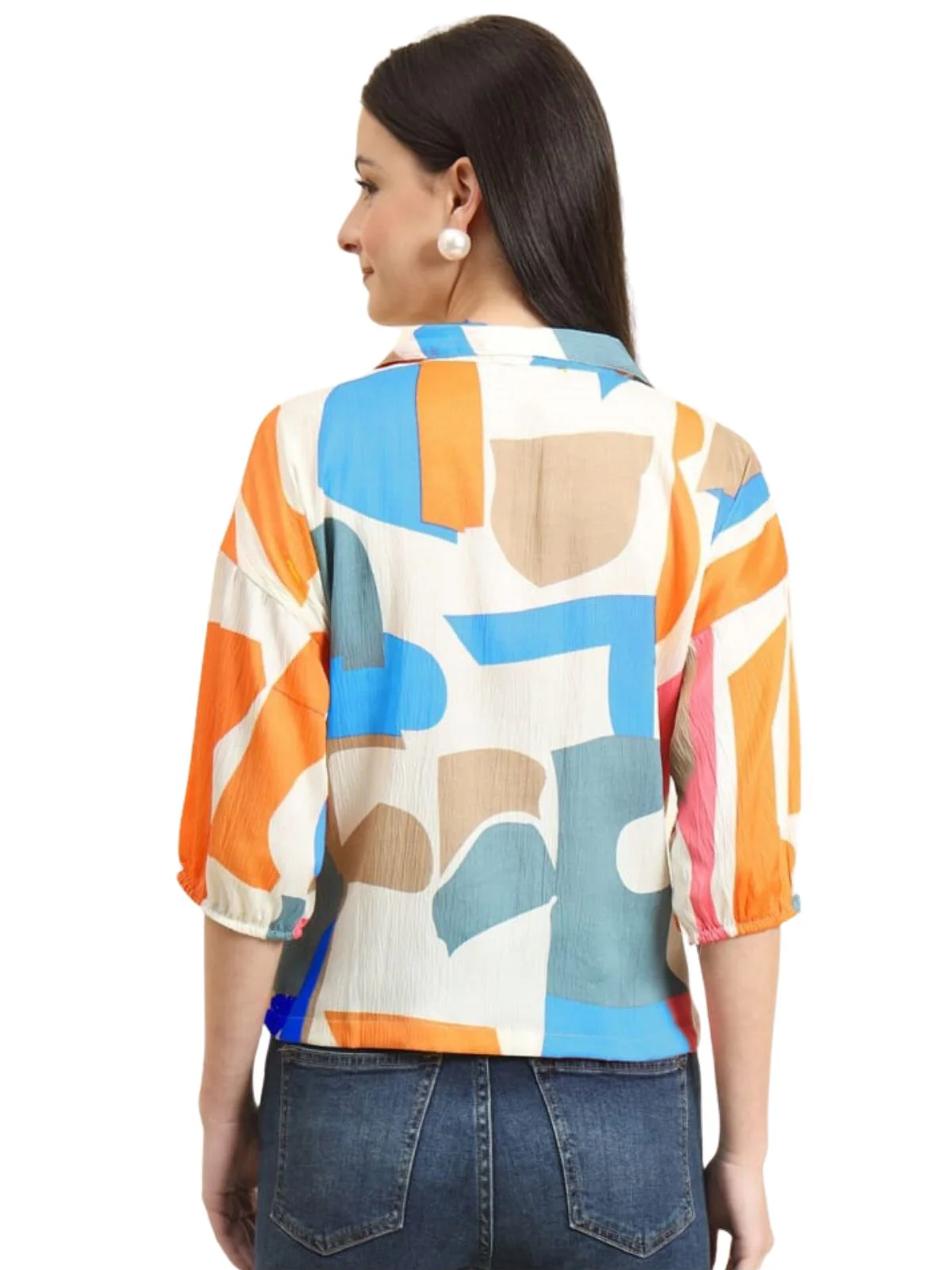 Odette Multicolour Delta Printed Shirt For Women - Image 3