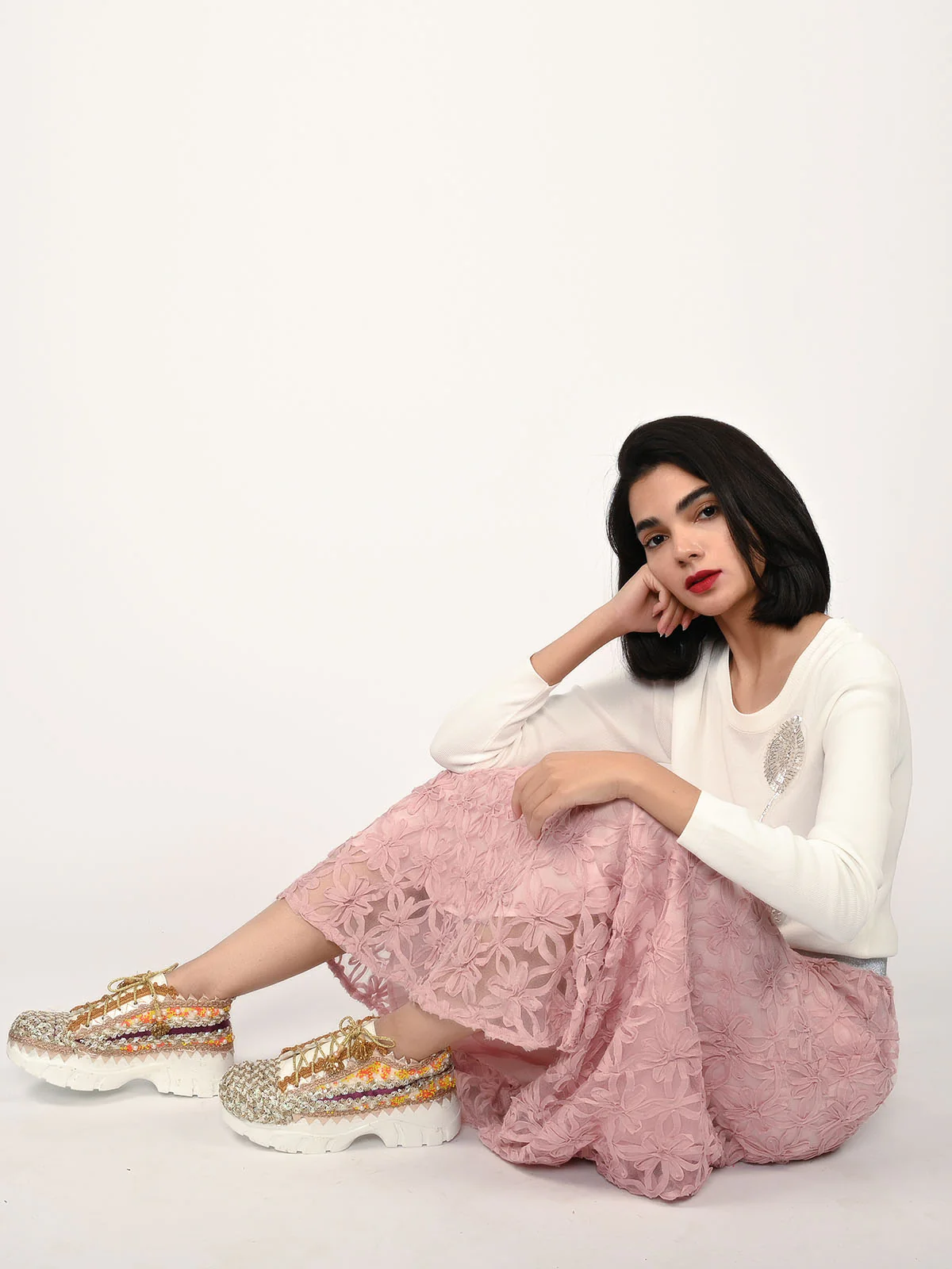 Odette Multicolour PU Embellished Shoes For Women - Image 2