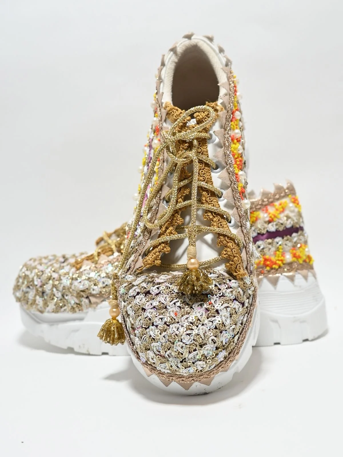 Odette Multicolour PU Embellished Shoes For Women - Image 7
