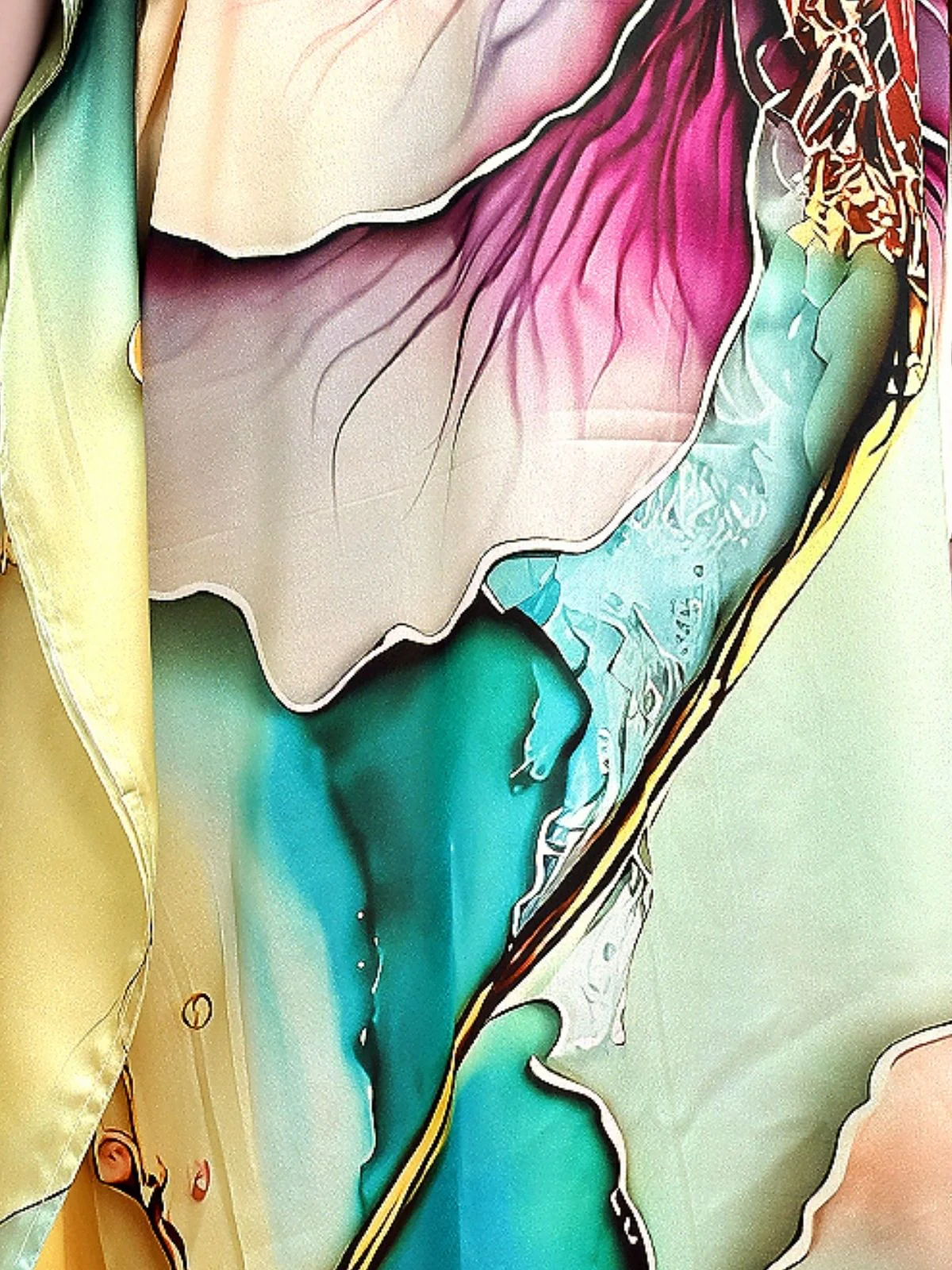 Odette Multicolor Satin Printed Kaftan For Women - Image 5