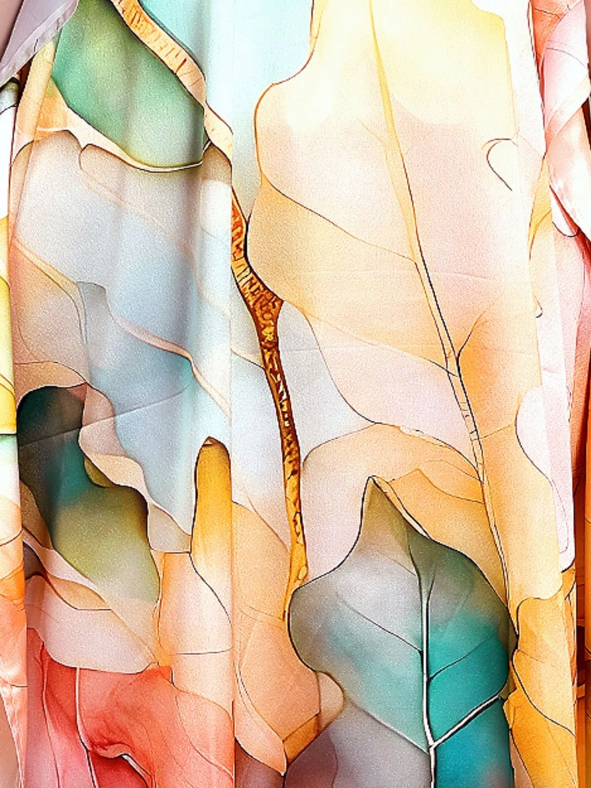 Odette Multicolor Satin Printed Kaftan For Women - Image 5