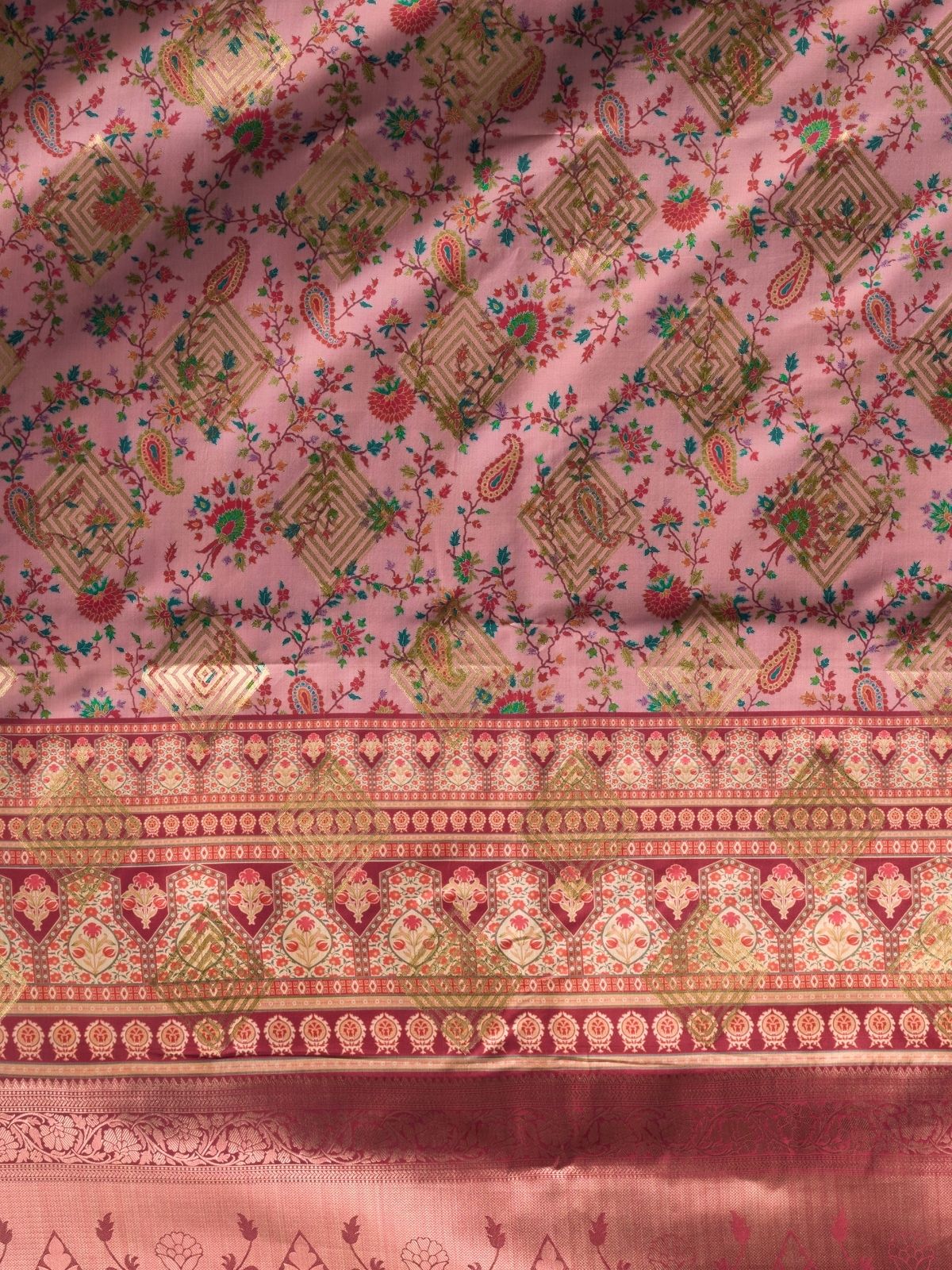 Odette Multicolour Silk Blend Printed Banarasi Saree For Women - Image 6