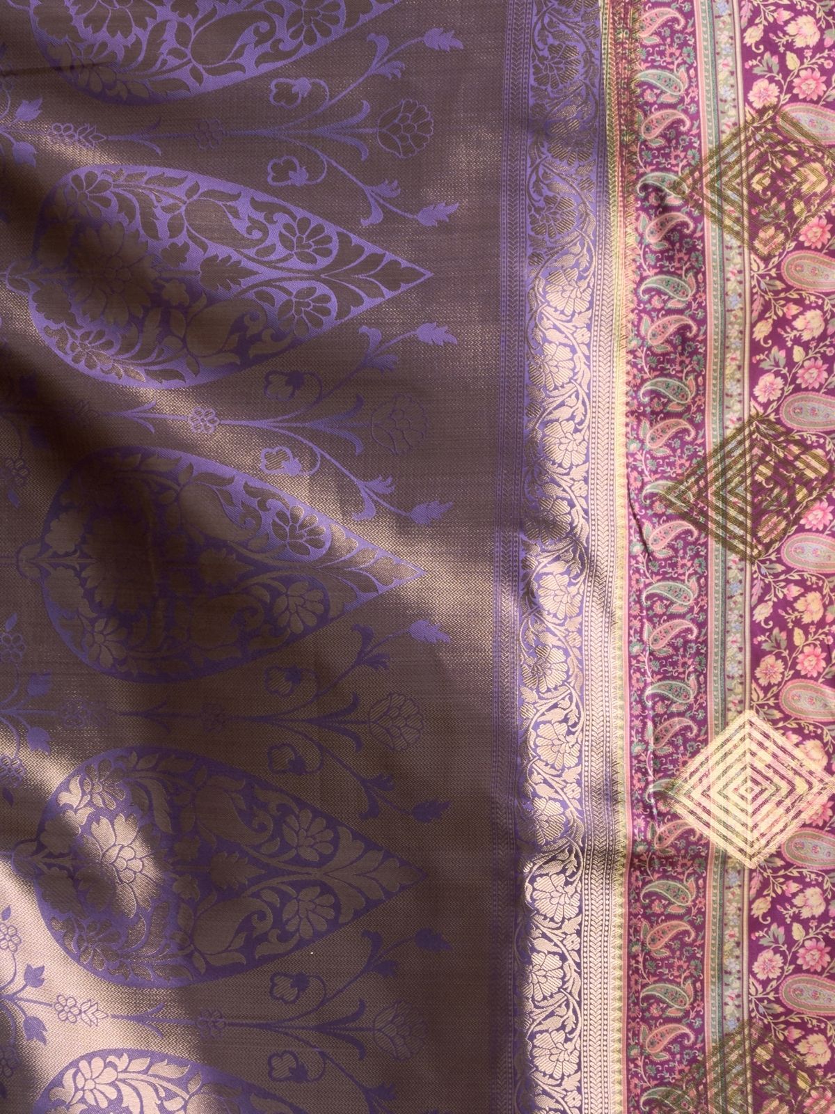Odette Multicolour Silk Blend Printed Banarasi Saree For Women - Image 6