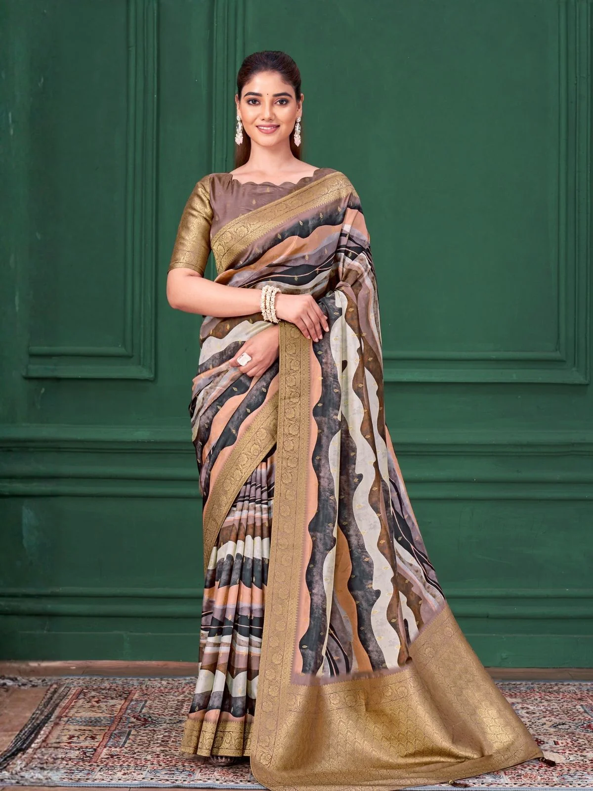 Odette Multicolour Silk Blend Woven Printed Saree For Women