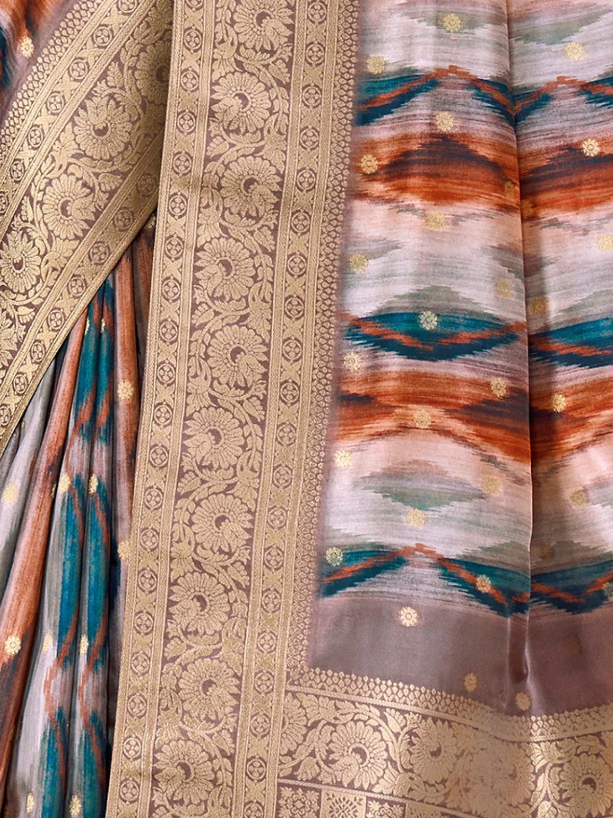 Odette Multicolour Silk Blend Woven Printed Saree For Women - Image 4