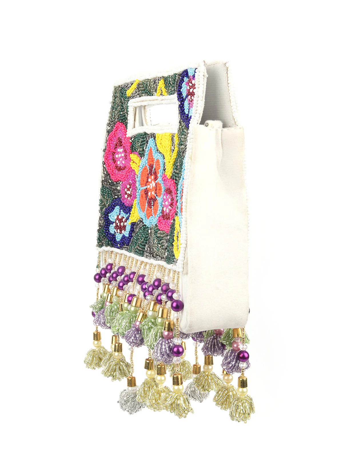 Odette Multicolour Suede Embellished Clutch For Women - Image 4