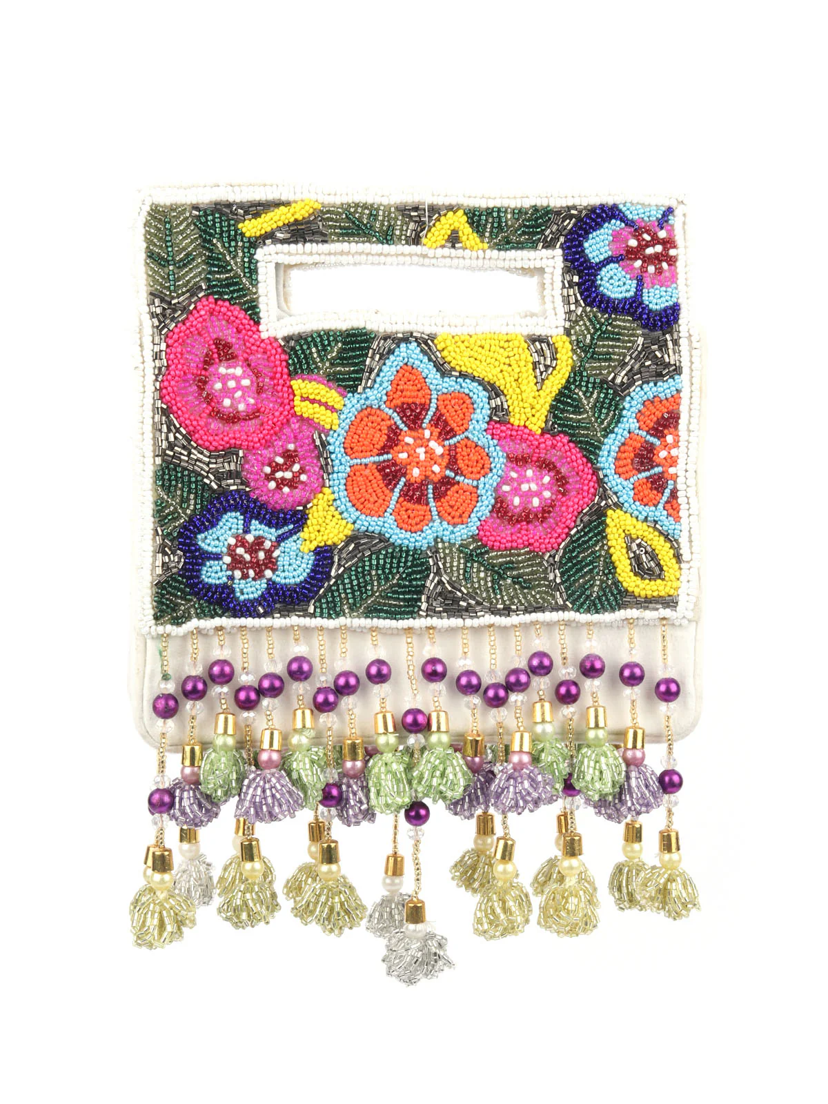 Odette Multicolour Suede Embellished Clutch For Women - Image 5