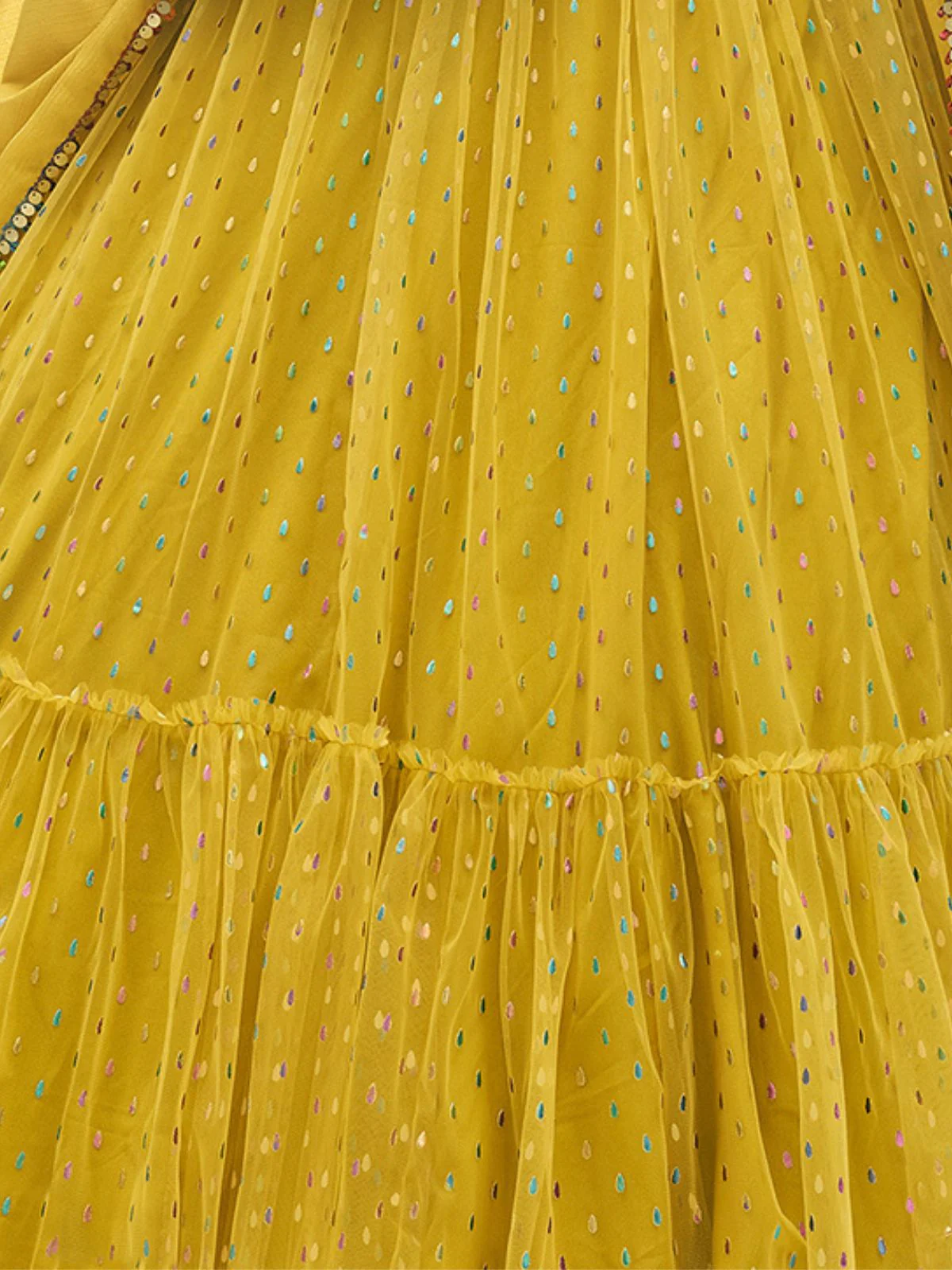 Odette Mustard Chinon Embellished Stitched Lehenga With Stitched Blouse For Women - Image 6