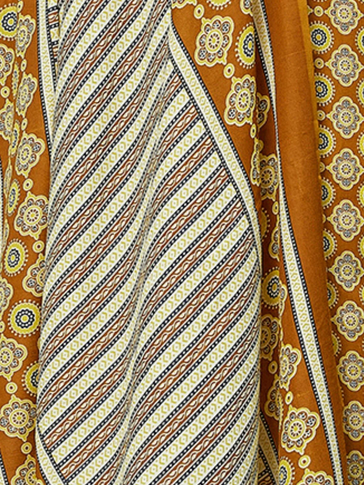 Odette Mustard Cotton Blend Printed Stiched Kurta Set For Women - Image 6