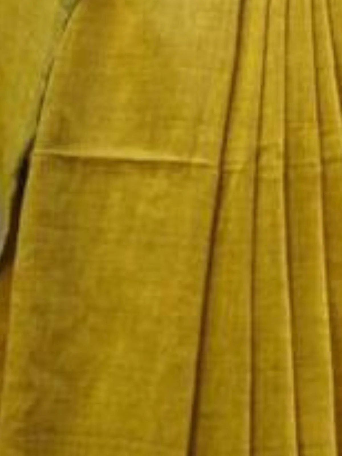 Odette Mustard Cotton Blend Solid Saree For Women - Image 3