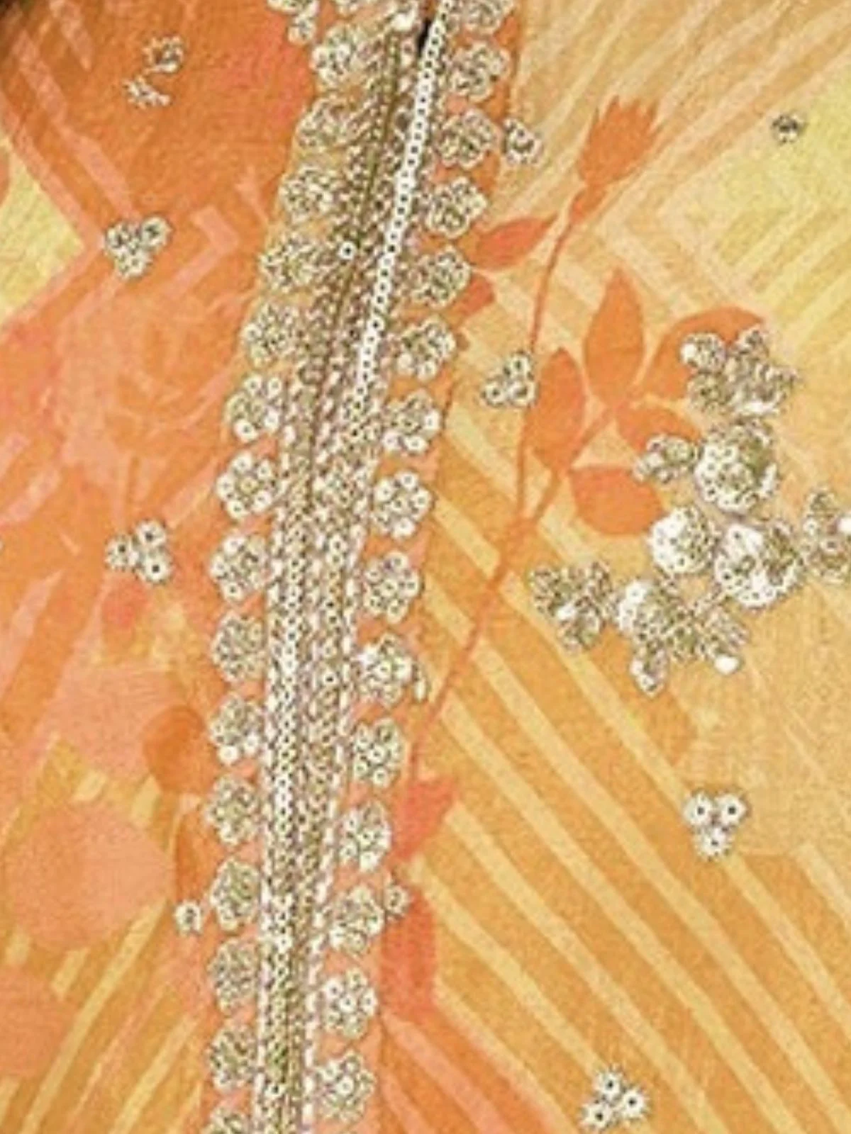 Odette Mustard Georgette Embellished Stitched Kurta Set For Women - Image 3