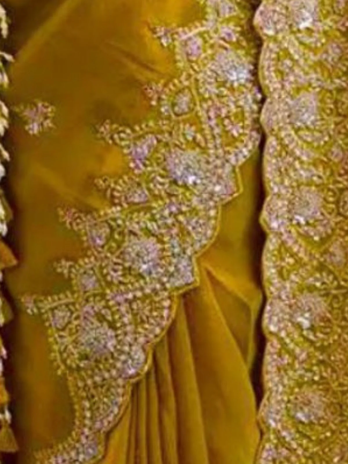 Odette Mustard Silk Blend Embroidered Elegant Saree For Women - Image 4