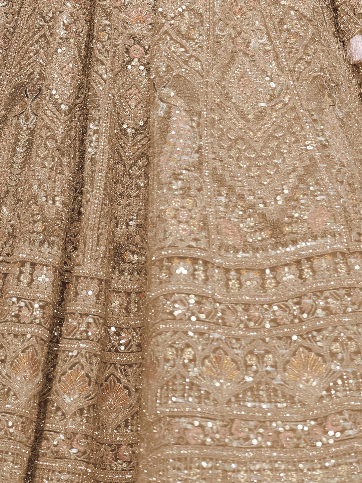 Odette Mustard Soft Net Embroidered Semi-Stitched Lehenga With Unstitched Blouse For Women - Image 6