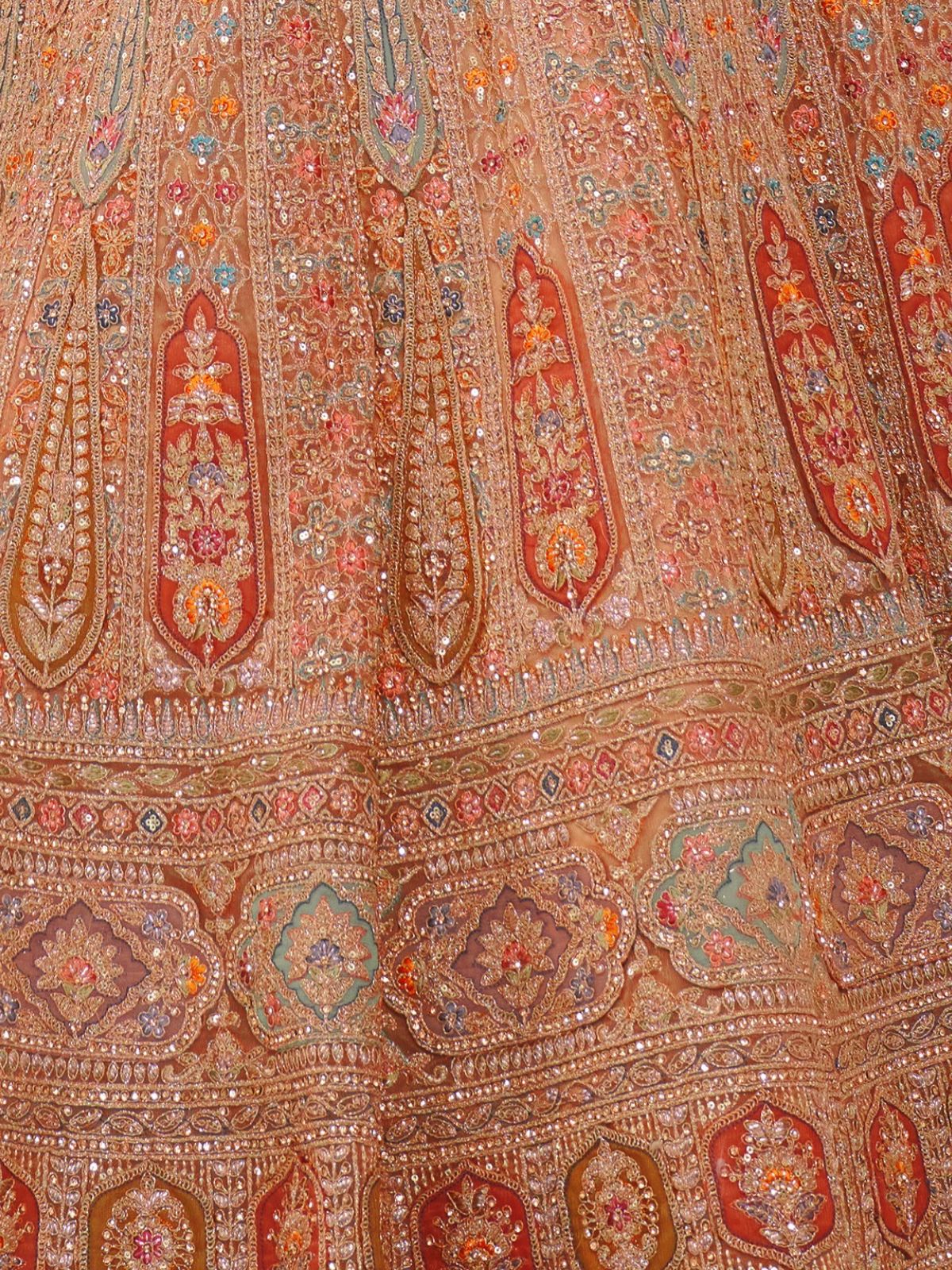 Odette Mustard Soft Net Embroidered Semi Stitched Lehenga With Unstitched Blouse For Women - Image 4