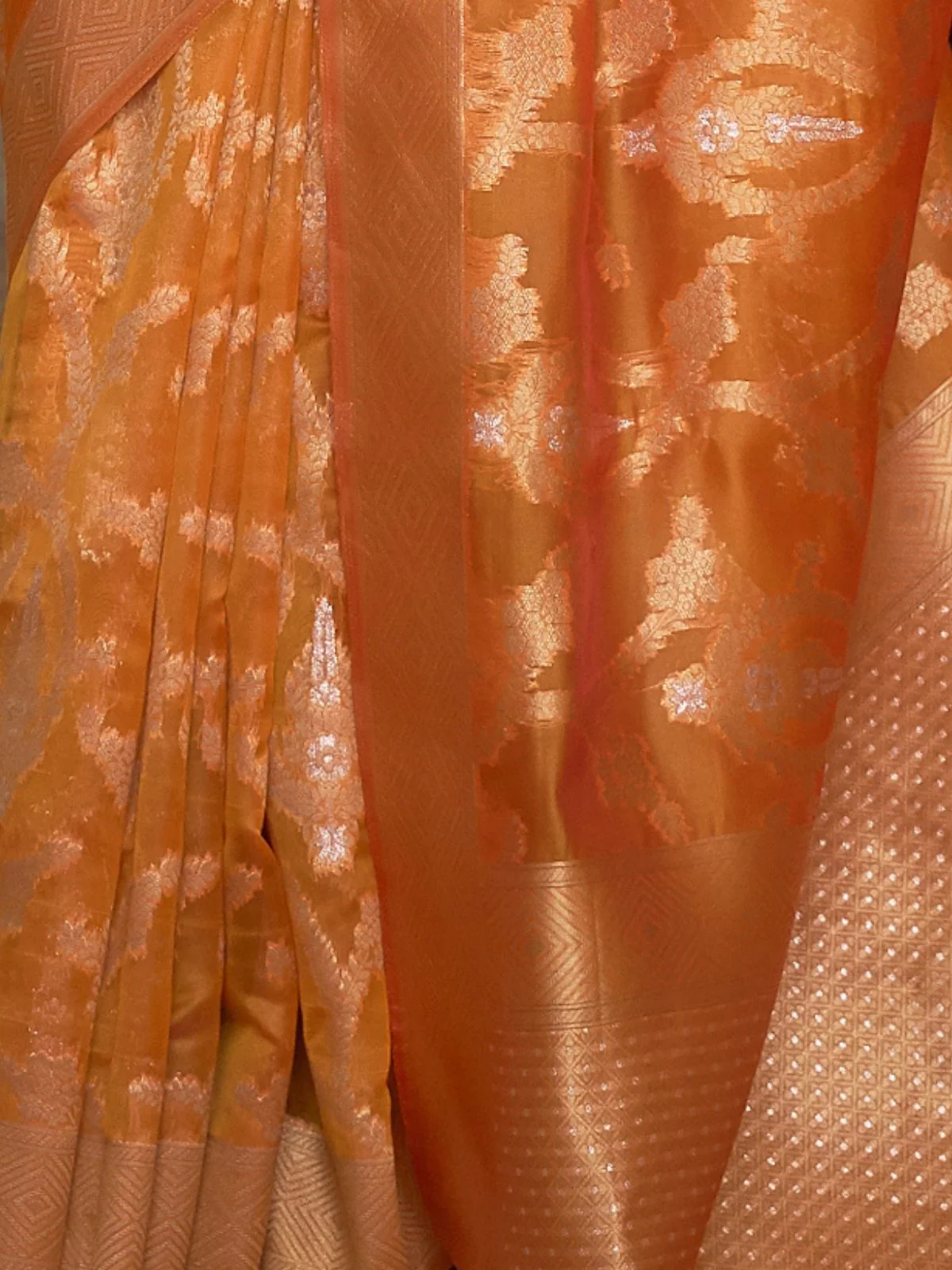 Odette Mustard Woven Design Silk Blend Saree With Unstitched Blouse For Women - Image 3