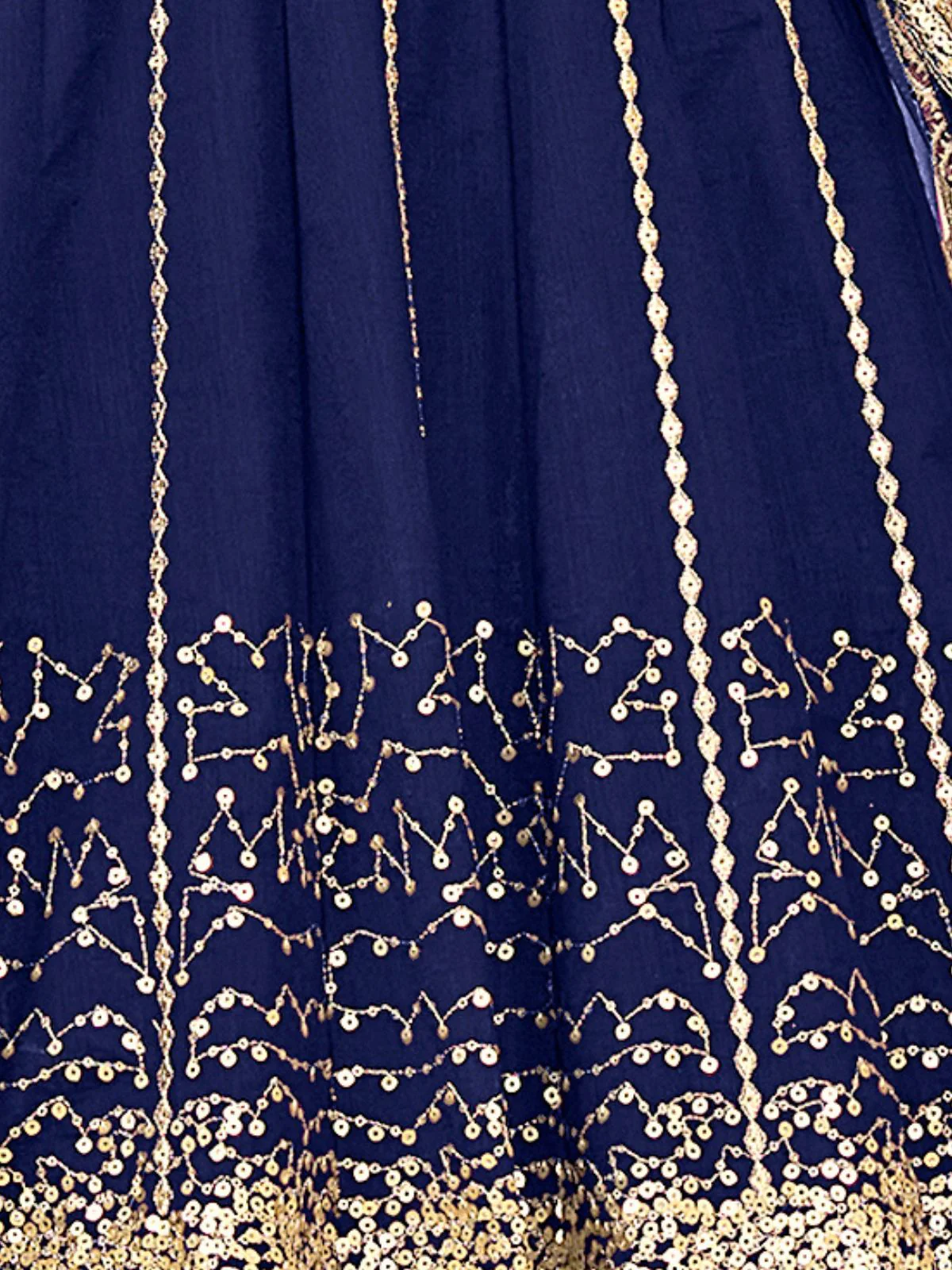 Odette Navy Blue Art Silk Embellished Semi Stitched Kurta Set For Women - Image 5
