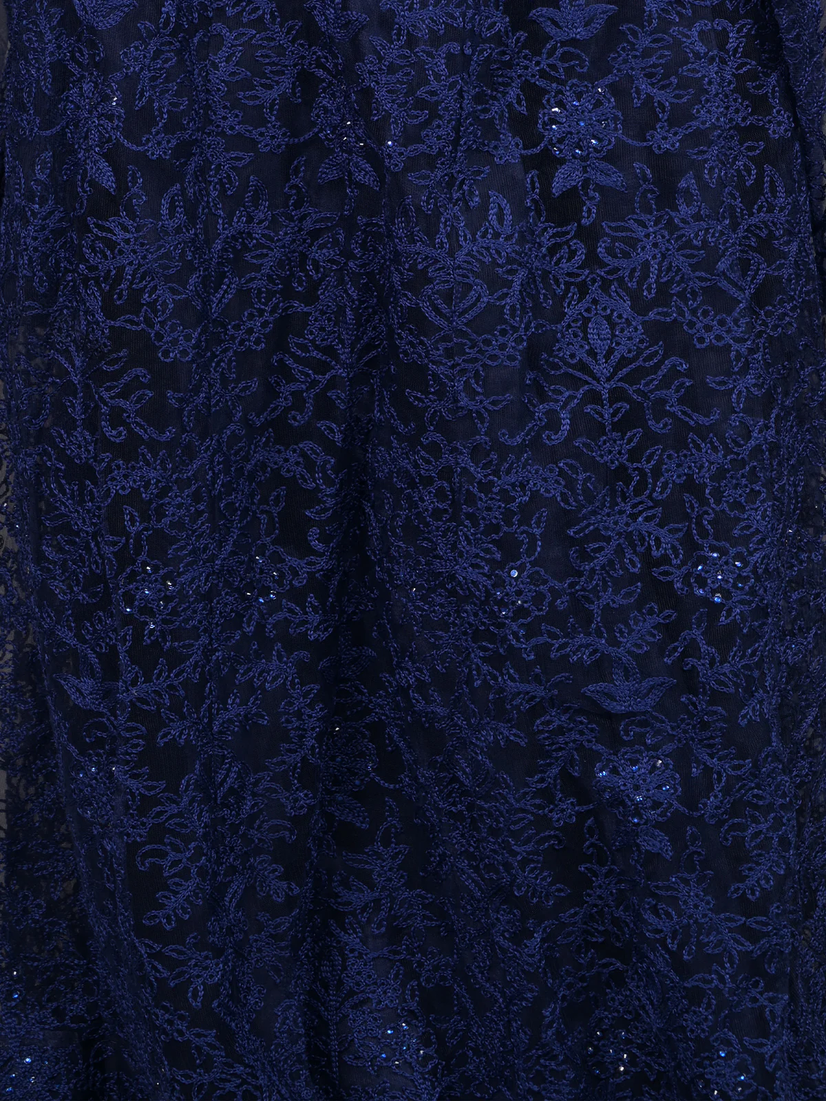 Odette Navy Blue Net Semi Stitched Lehenga With Unstitched Blouse For Women - Image 5