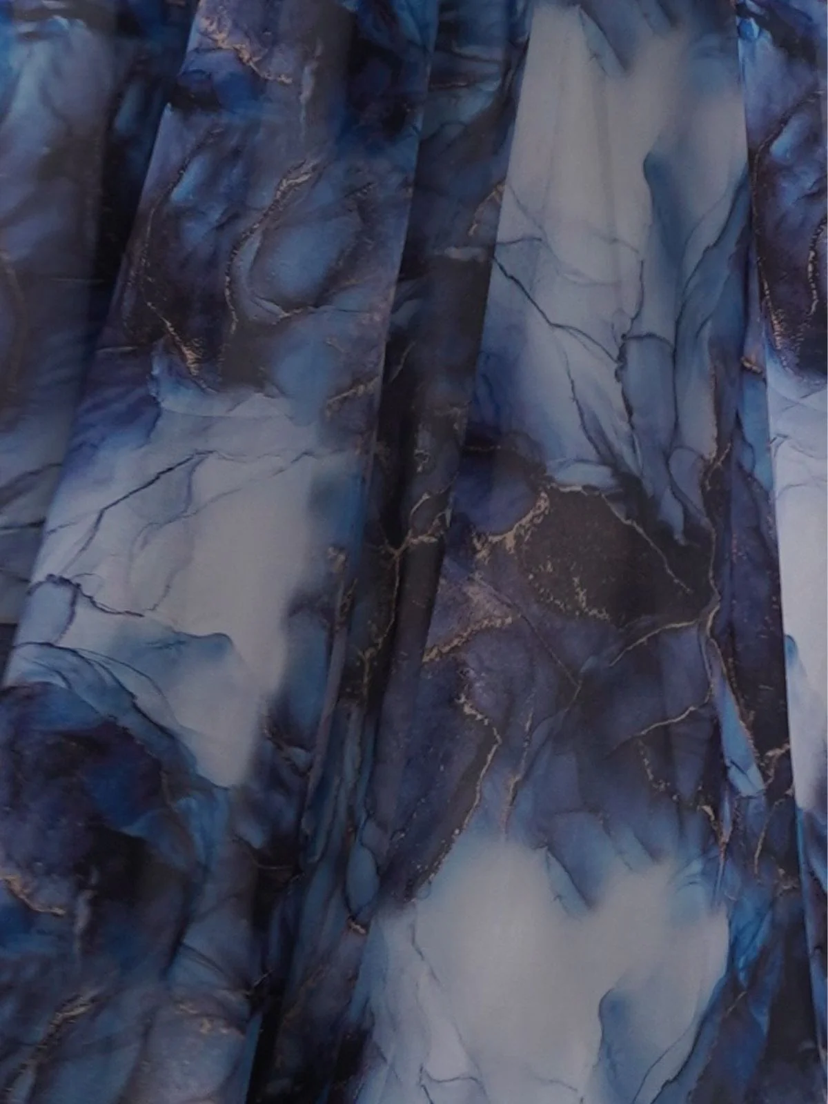Odette Navy Blue Organza Silk Floral Digital Print Stitched Kurta Set For Women - Image 6