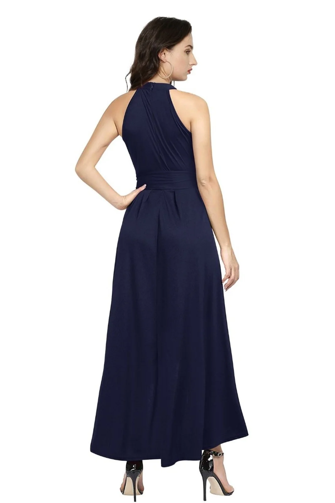 Odette Navy Blue Polyester High Low Dress For Women - Image 4