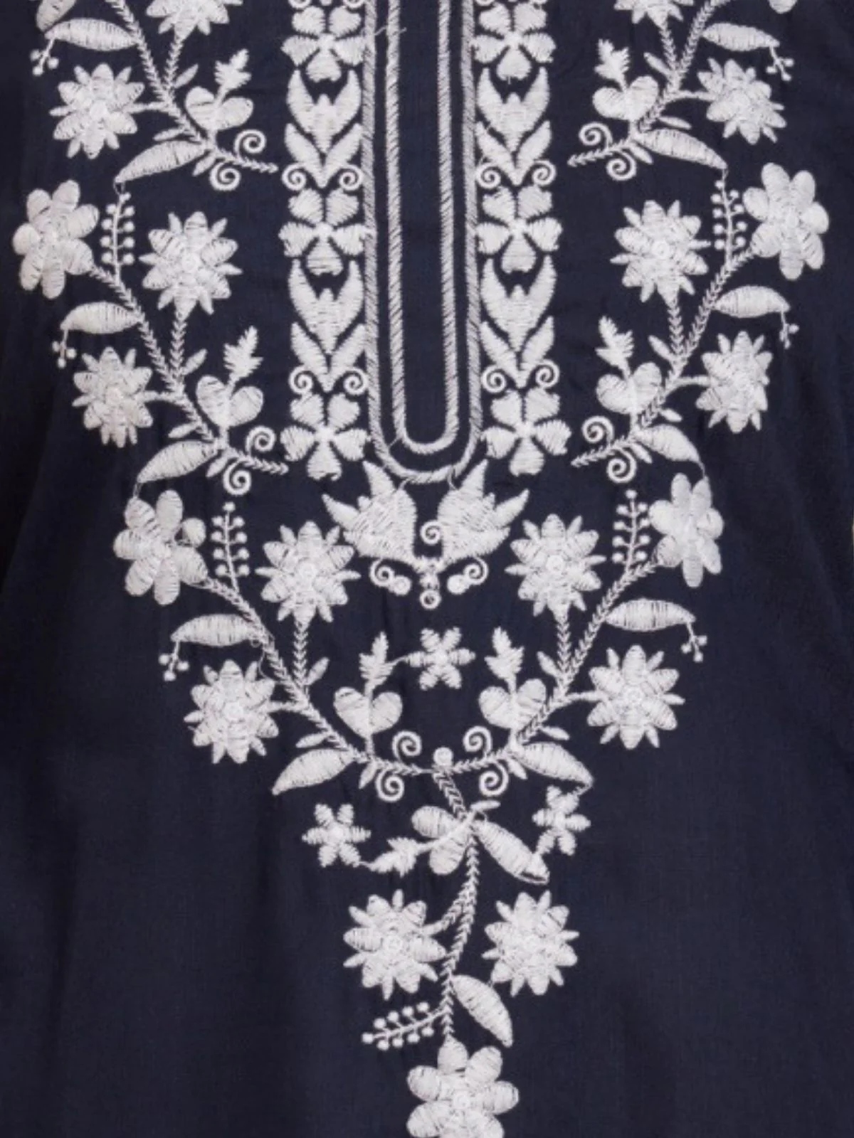 Odette Navy Blue Rayon Embroidered Kurti For Women - Image 4