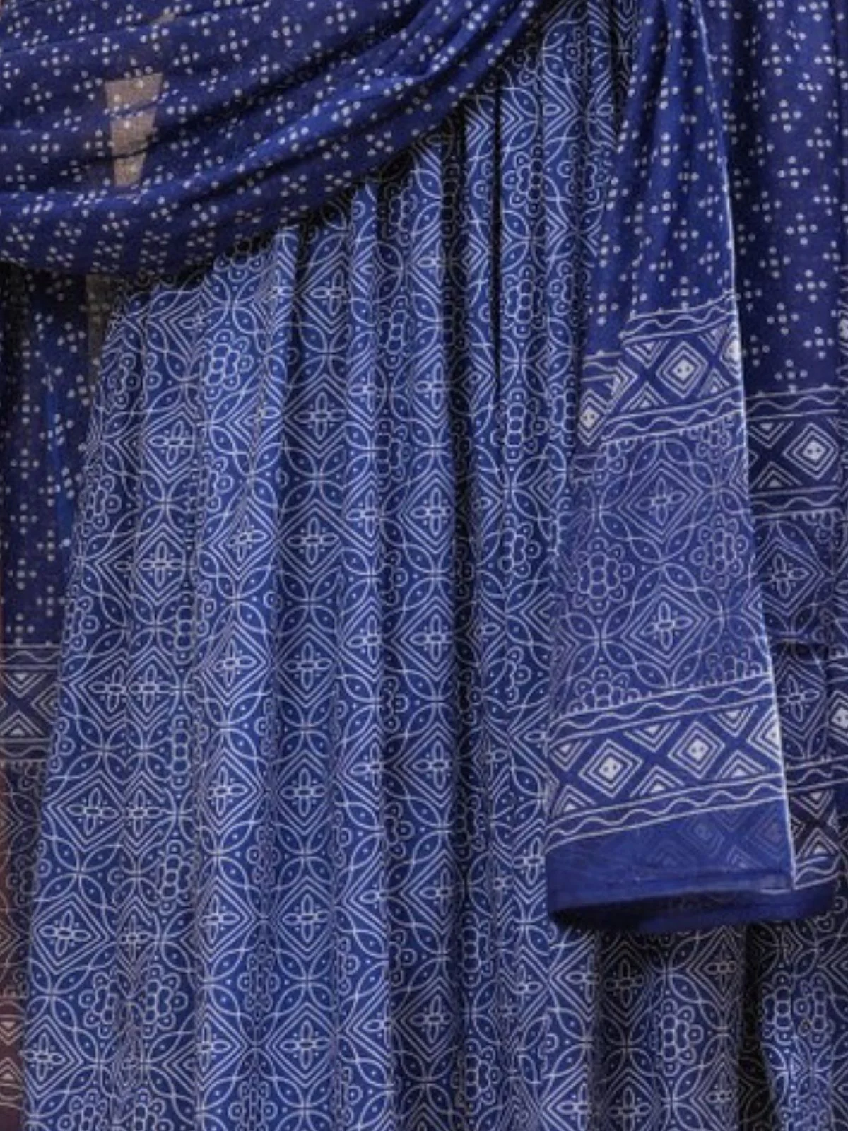 Odette Navy Blue Rayon Printed Stitched Kurta Set For Women - Image 4