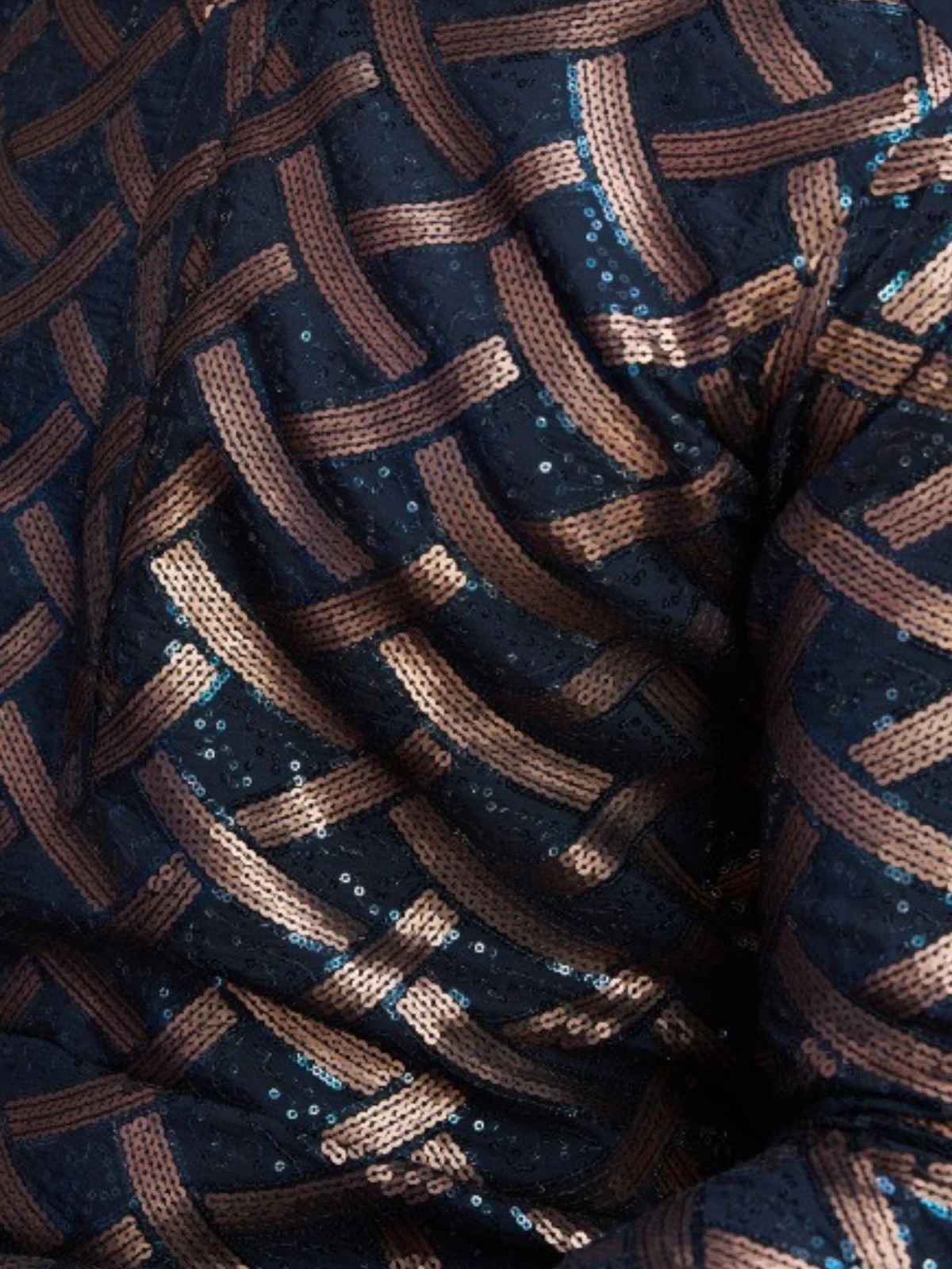 Odette Navy Blue Silk Blend Sequins Stitched  Kurta For Men - Image 4