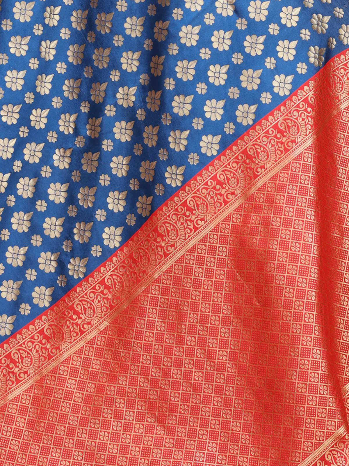 Odette Navy Blue Silk Blend Woven Saree For Women - Image 5