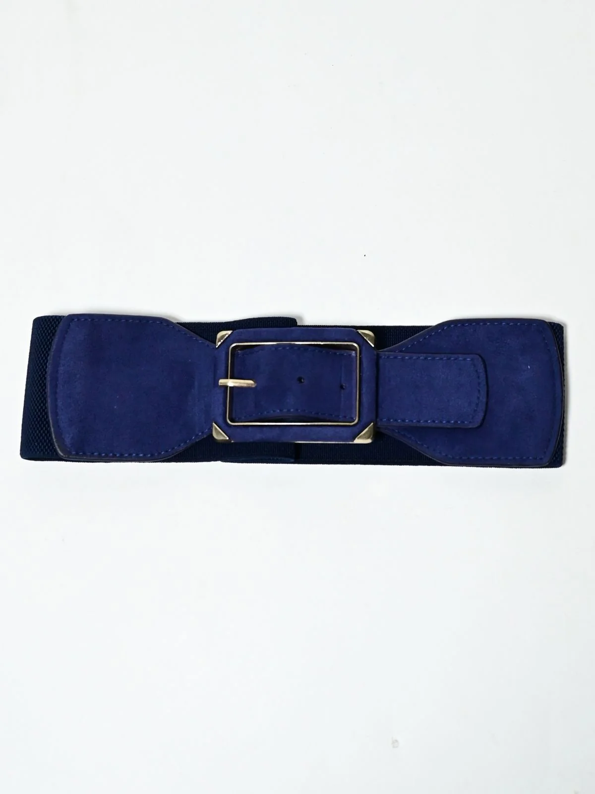 Odette Navy Blue Suede Metallic Design Belt For Women - Image 2