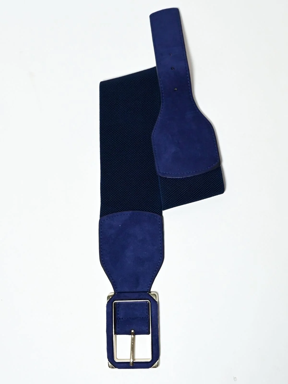 Odette Navy Blue Suede Metallic Design Belt For Women - Image 3