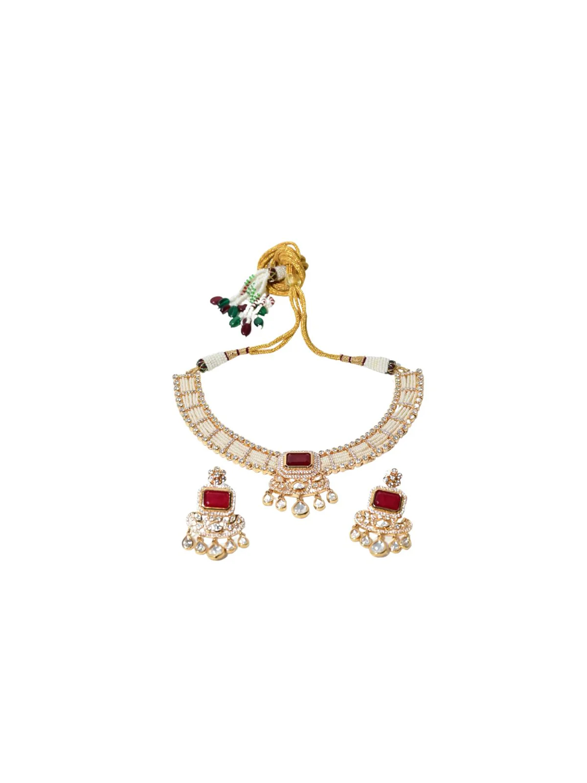 Odette Off White Alloy Embellished Jewellery Set For Women - Image 3