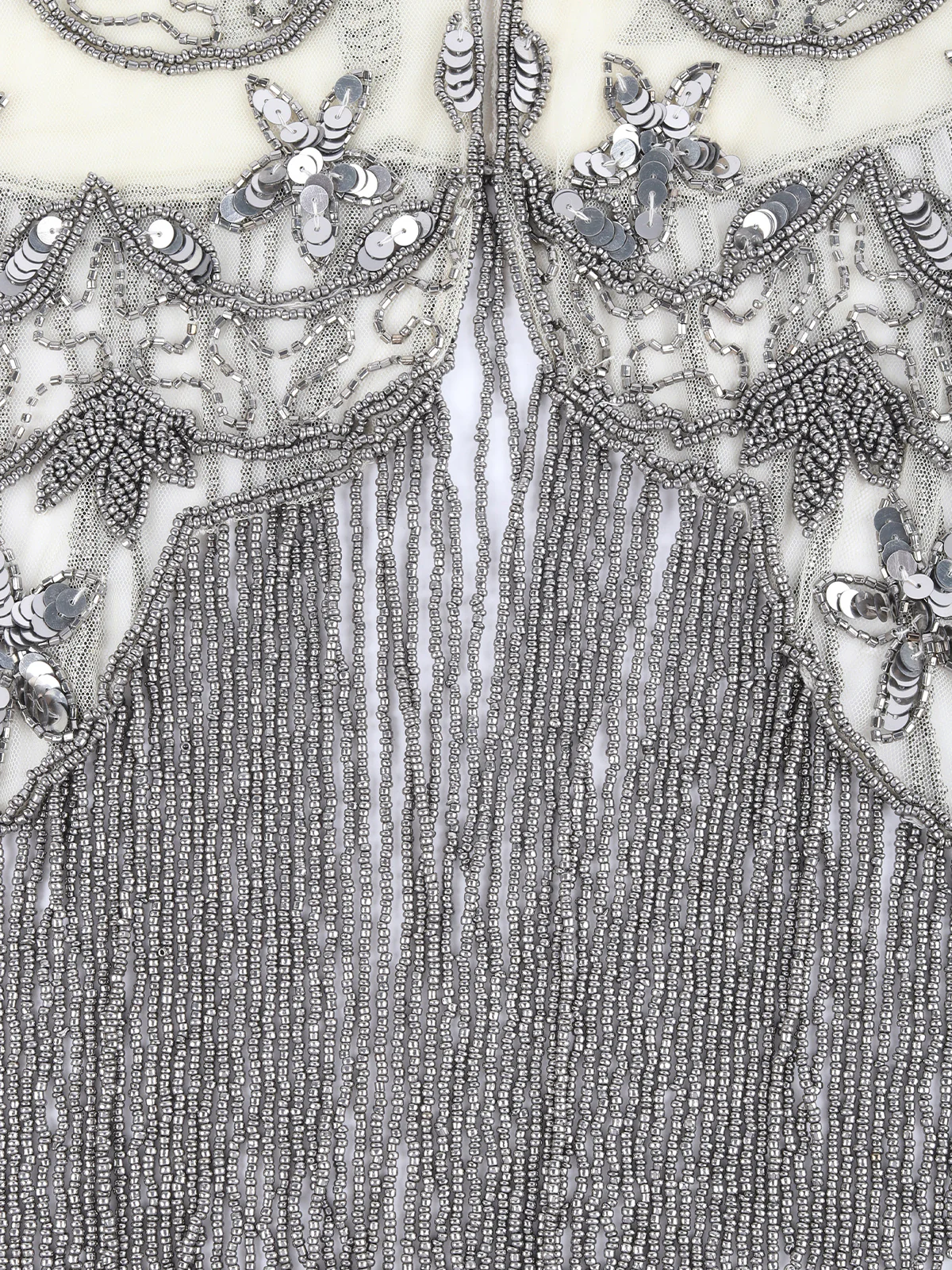 Odette Off White and Silver Tasseled Cape For Women - Image 8