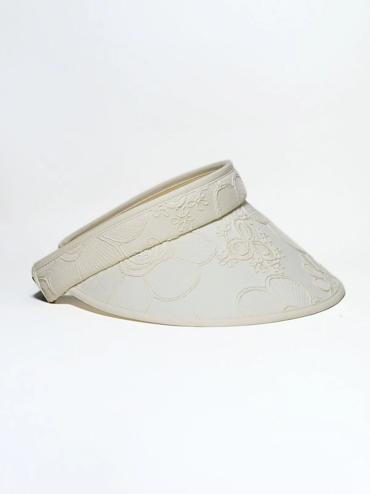 Odette Off White Cotton Embriodered Hat For Women - Image 5
