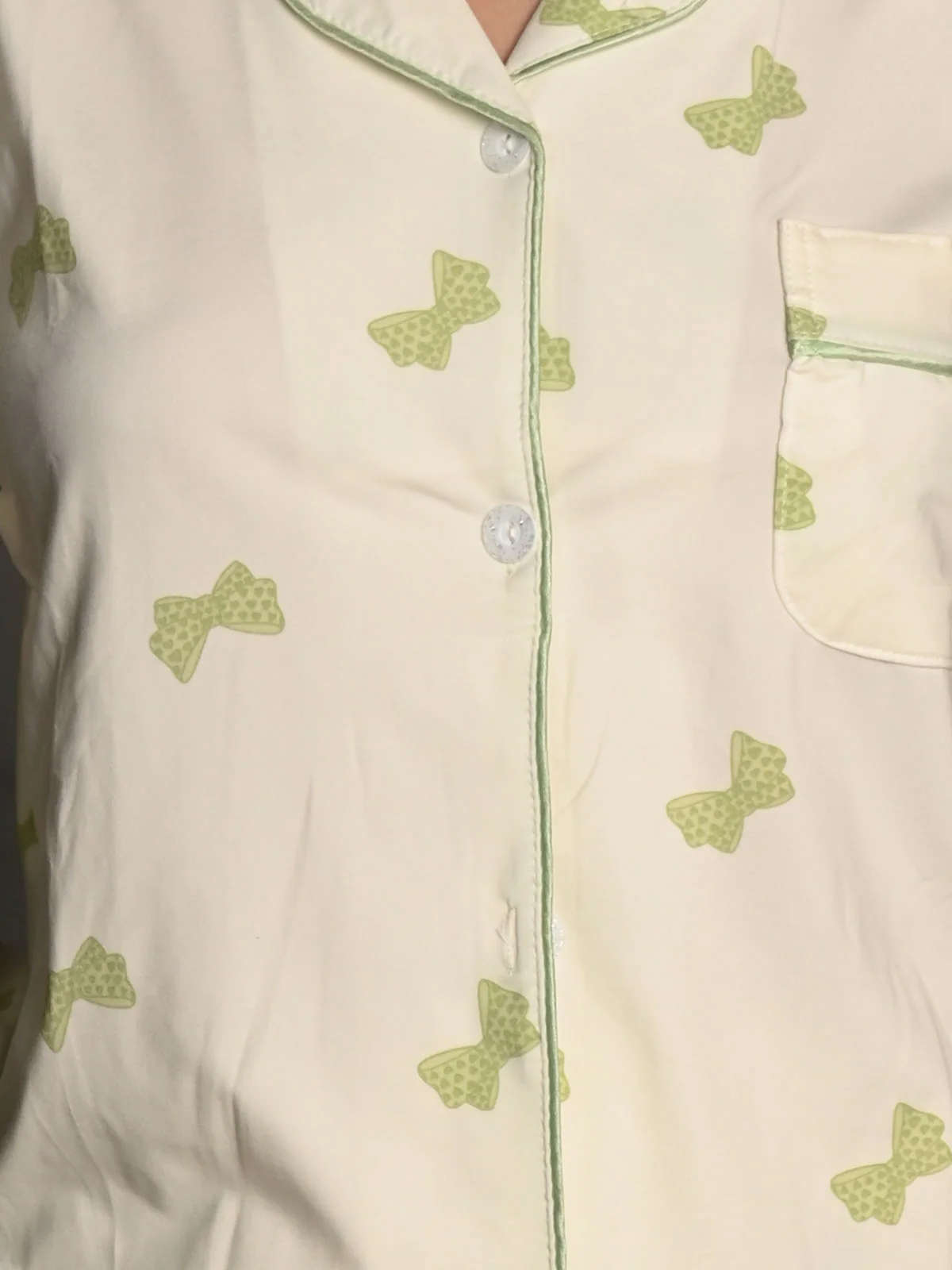 Odette Off White Cotton Jersey Printed Night Wear Set For Women - Image 5