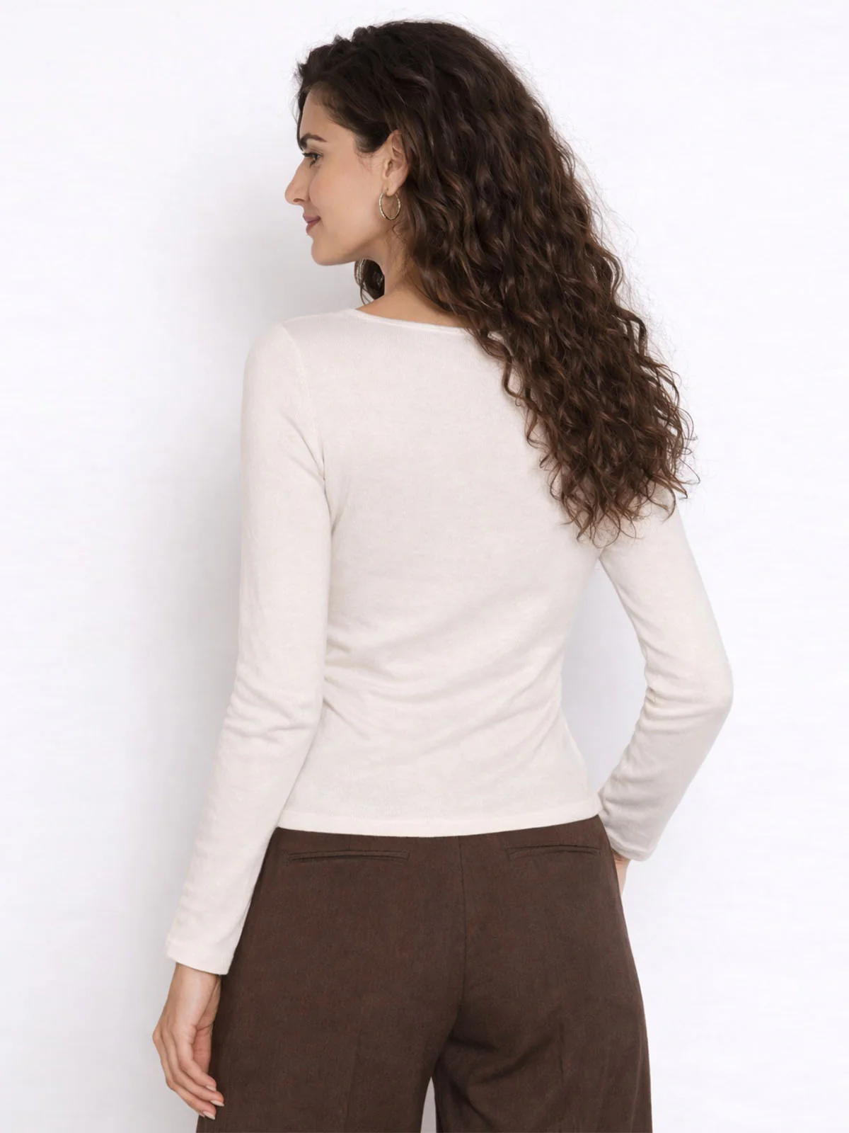 Odette Off White Cotton Rib Floral Design Top For Women - Image 3