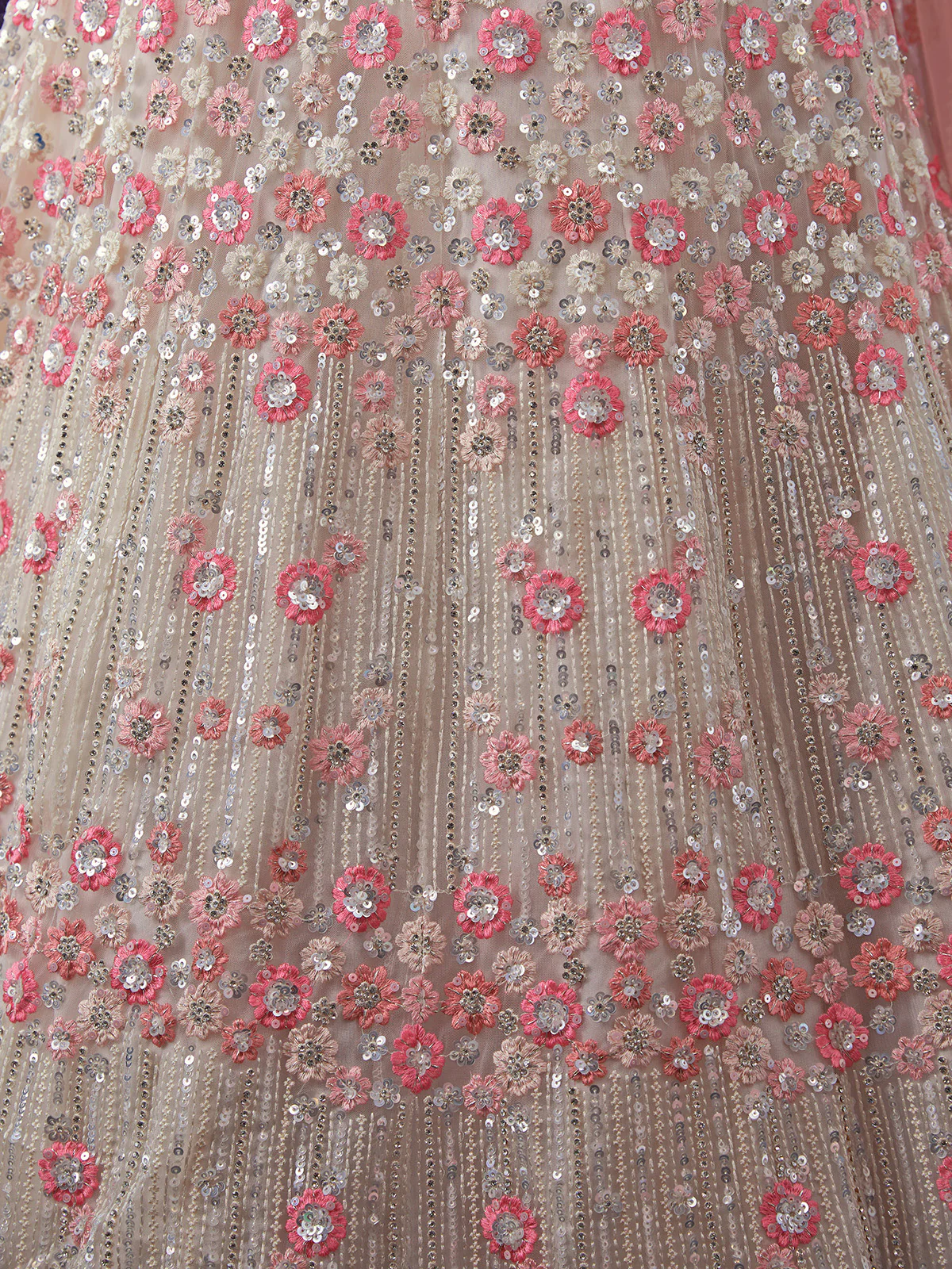 Odette Off White Embroidered Soft Net Semi Stitched Lehenga With Blouse For Women - Image 6