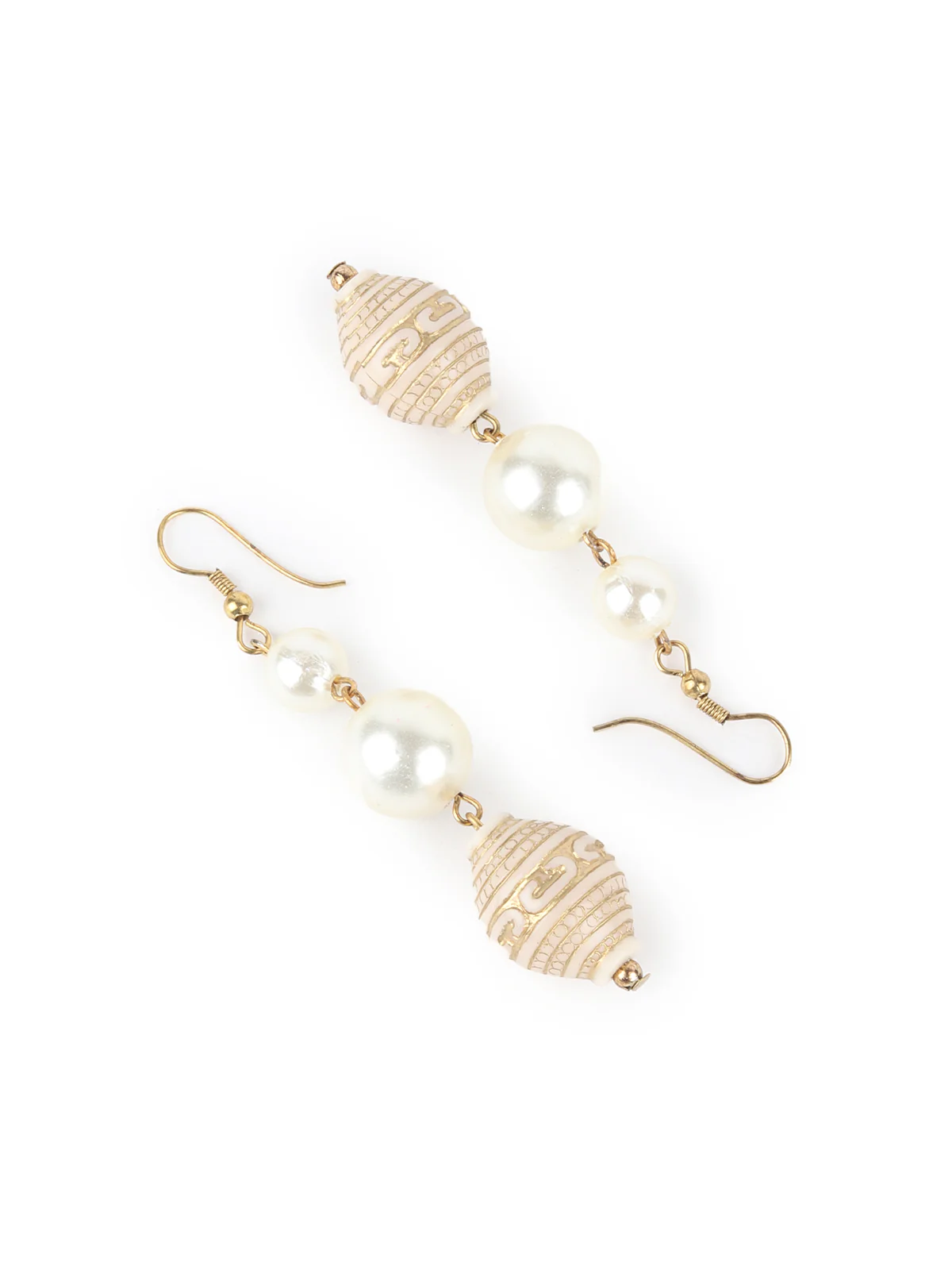 Odette Off White Faux Pearls Embellished Long Neck Piece For Women - Image 6