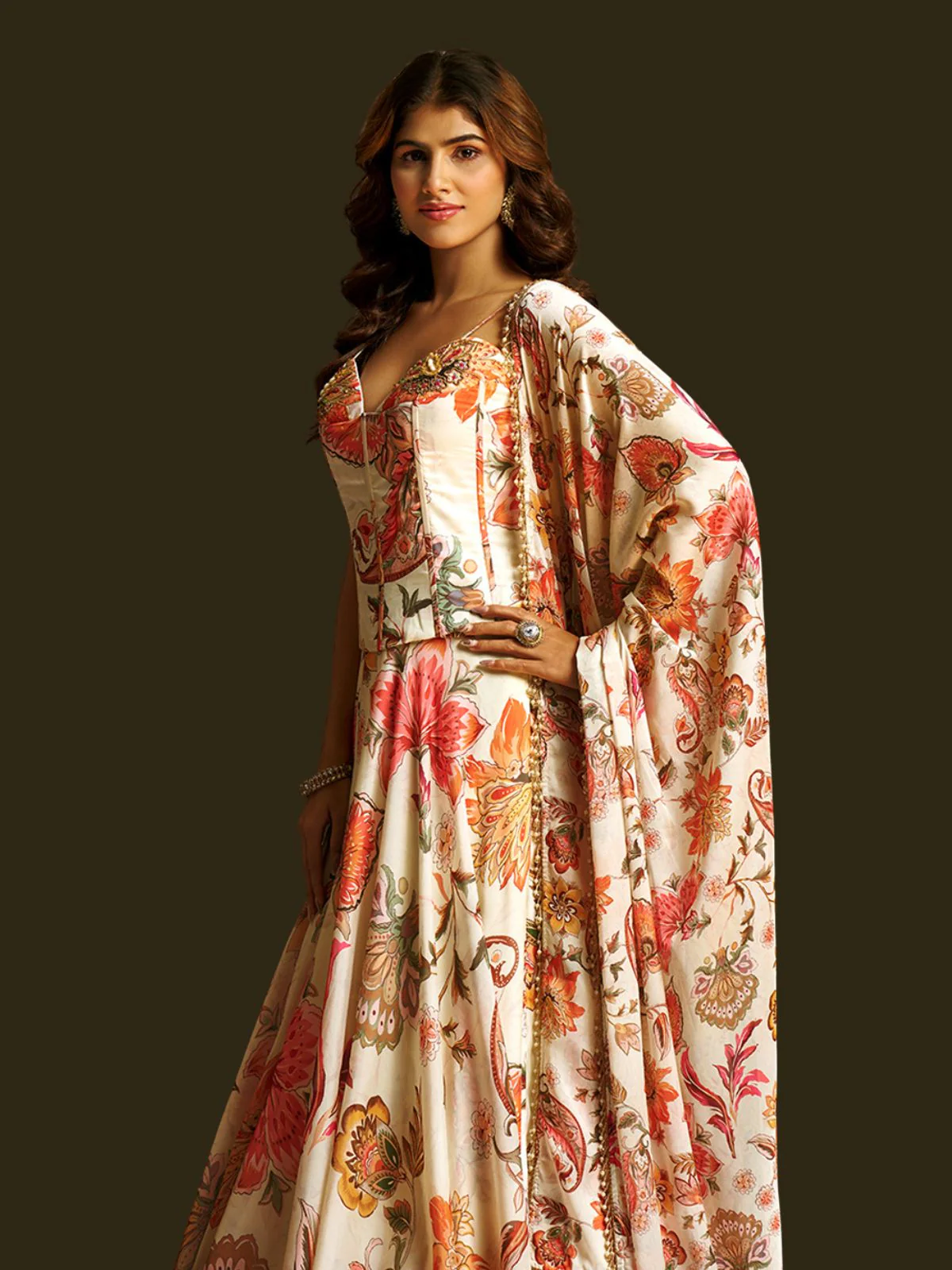 Odette Off White Georgette Semi Stiched Lehanga For Women - Image 4