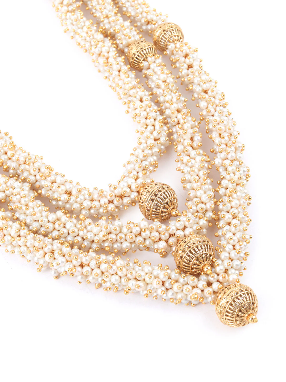 Odette Off White & Golden Alloy Embellished Jewellery Set For Women - Image 4