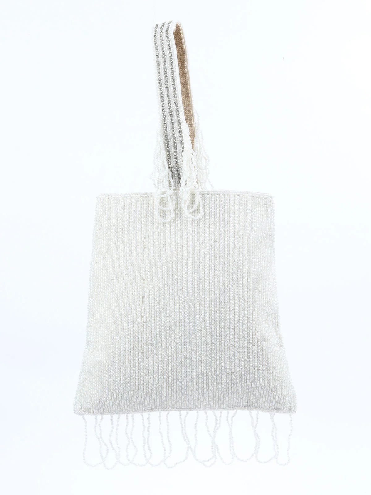 Odette Off White Jute Embellished Potli For Women - Image 5