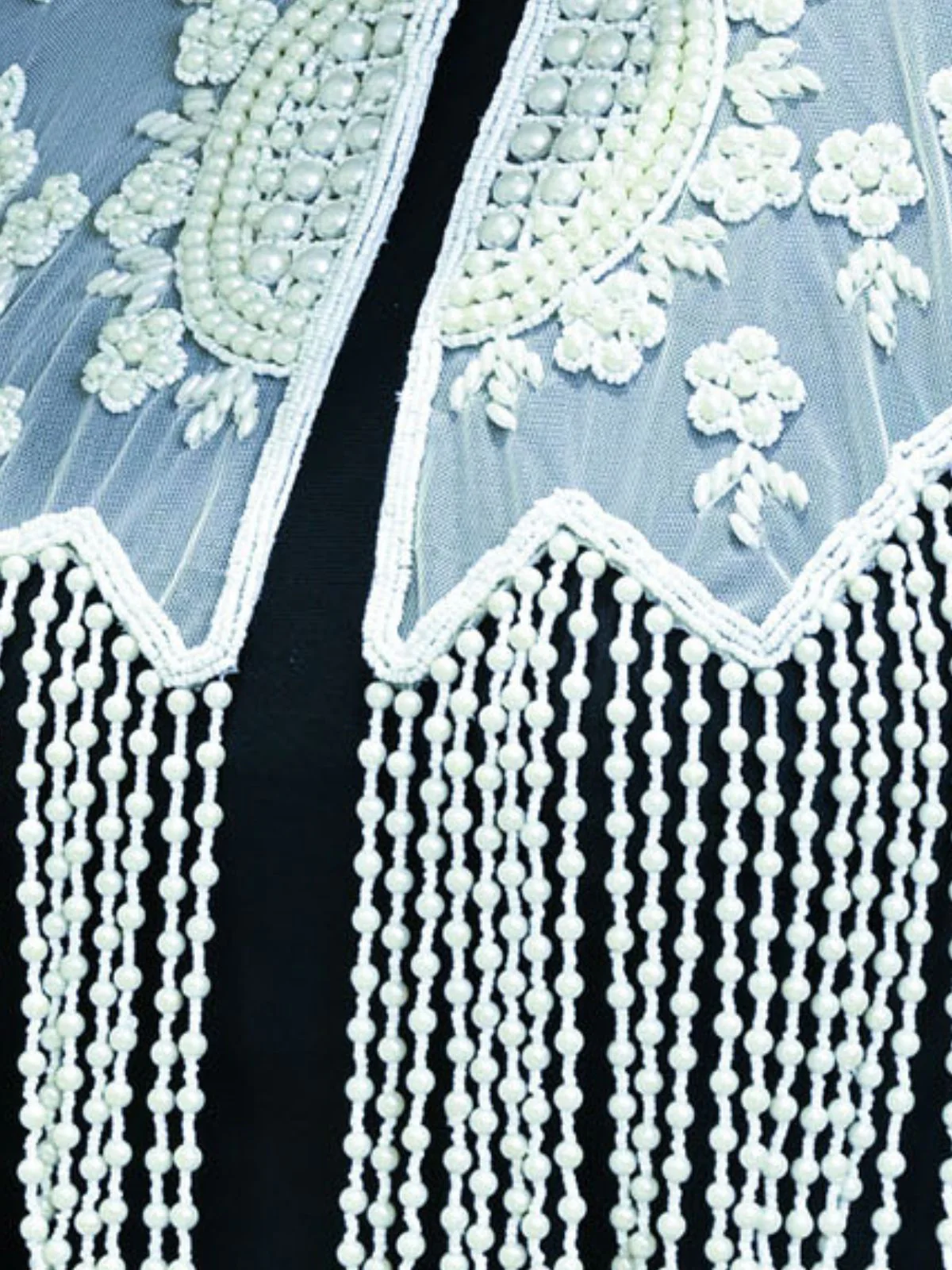 Odette Off White Net Embellished Cape For Women - Image 4