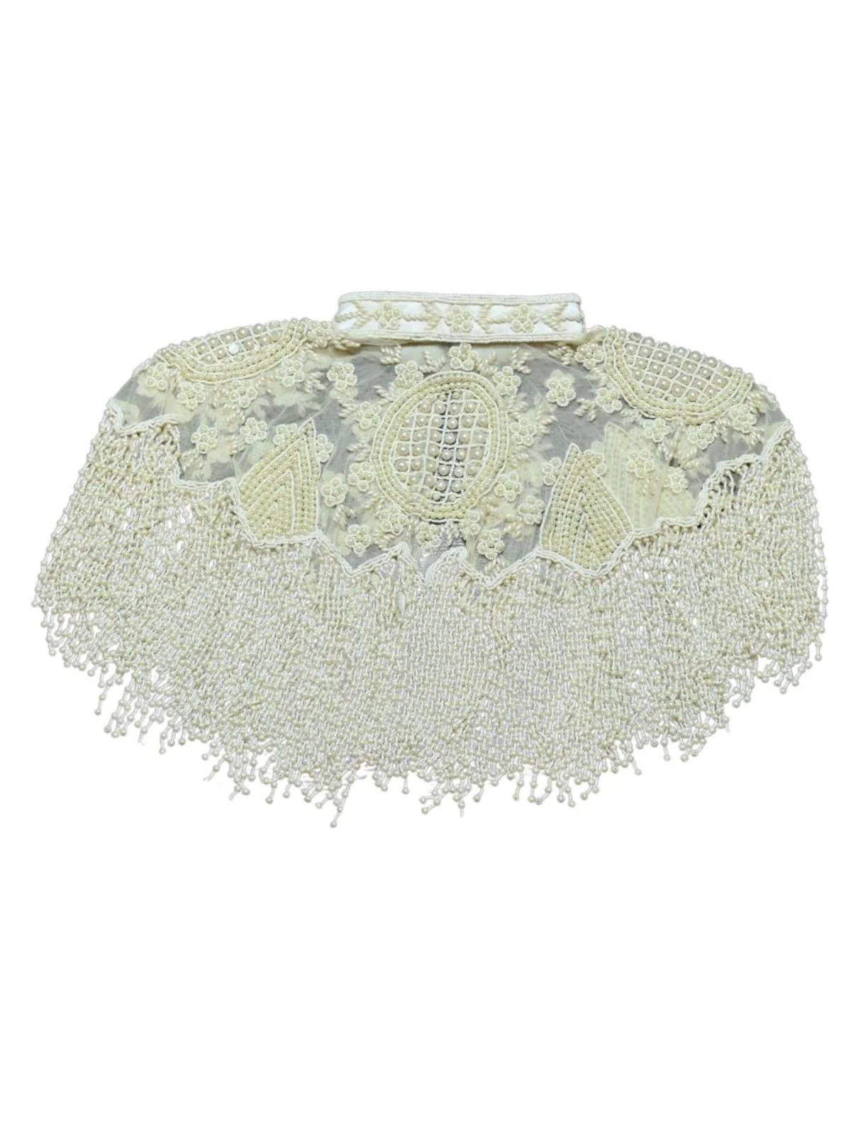 Odette Off White Net Embellished Cape For Women - Image 5