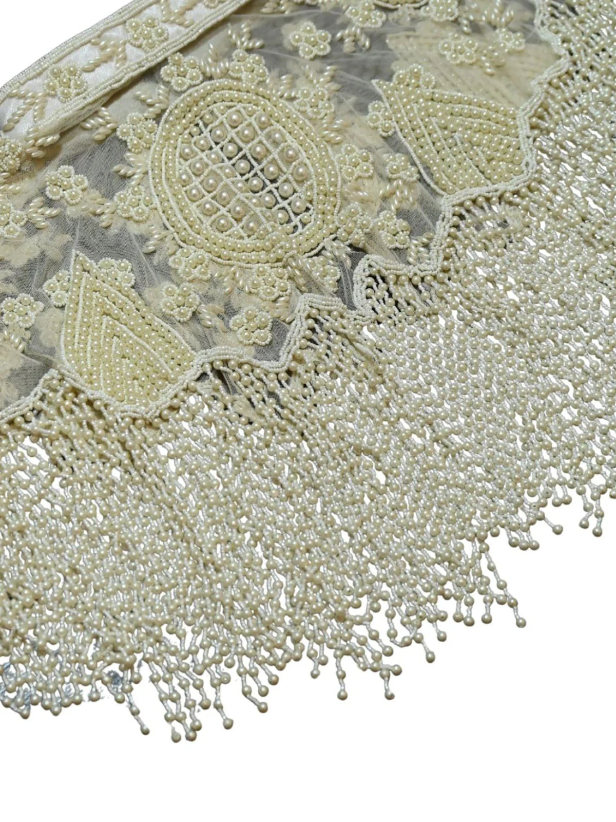 Odette Off White Net Embellished Cape For Women - Image 7
