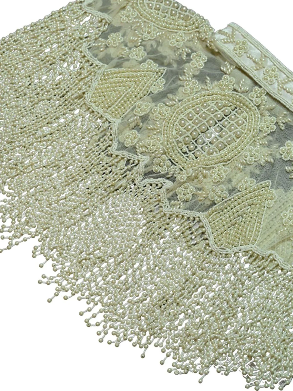 Odette Off White Net Embellished Cape For Women - Image 8