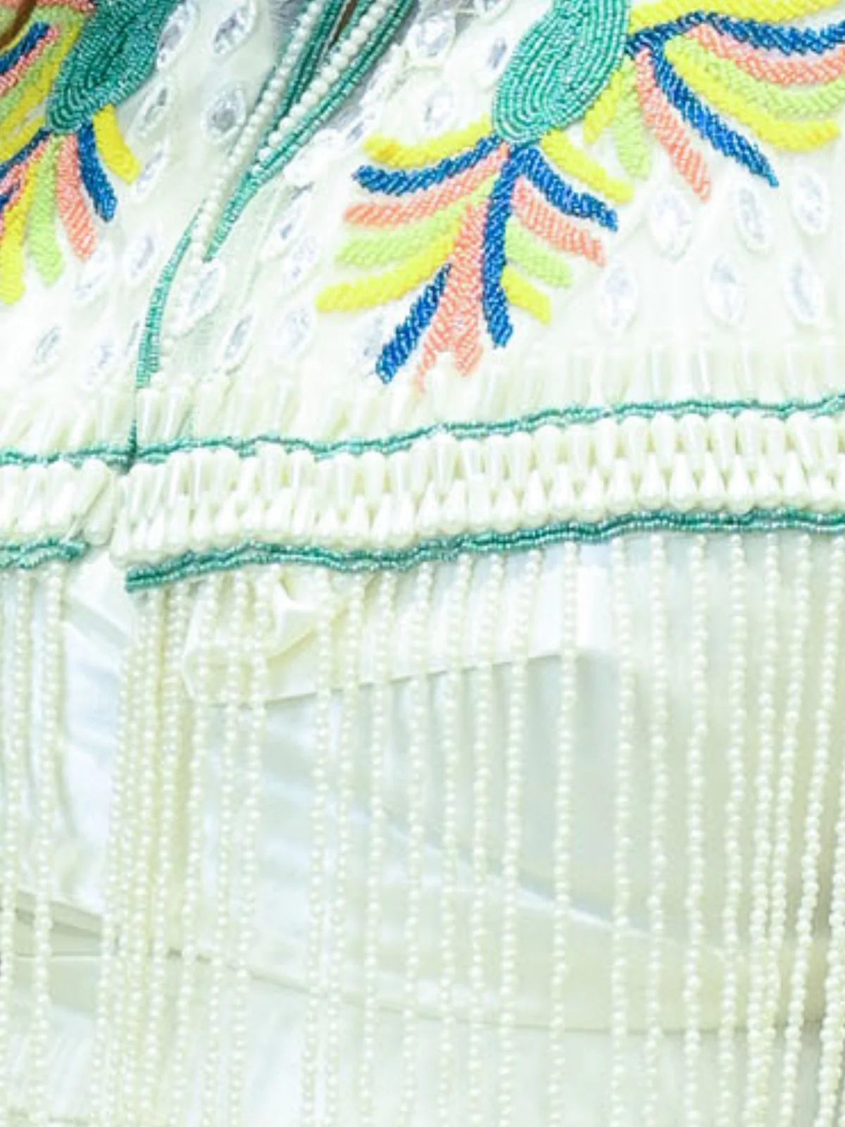 Odette Off White Net Embellished Cape For Women - Image 4