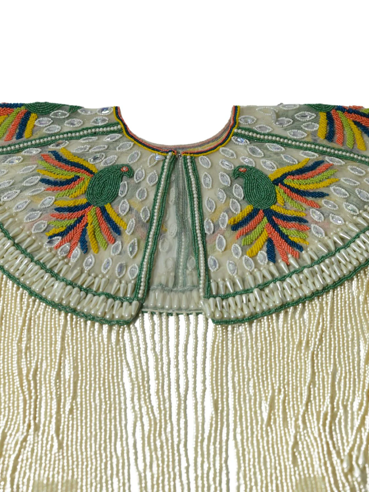 Odette Off White Net Embellished Cape For Women - Image 5