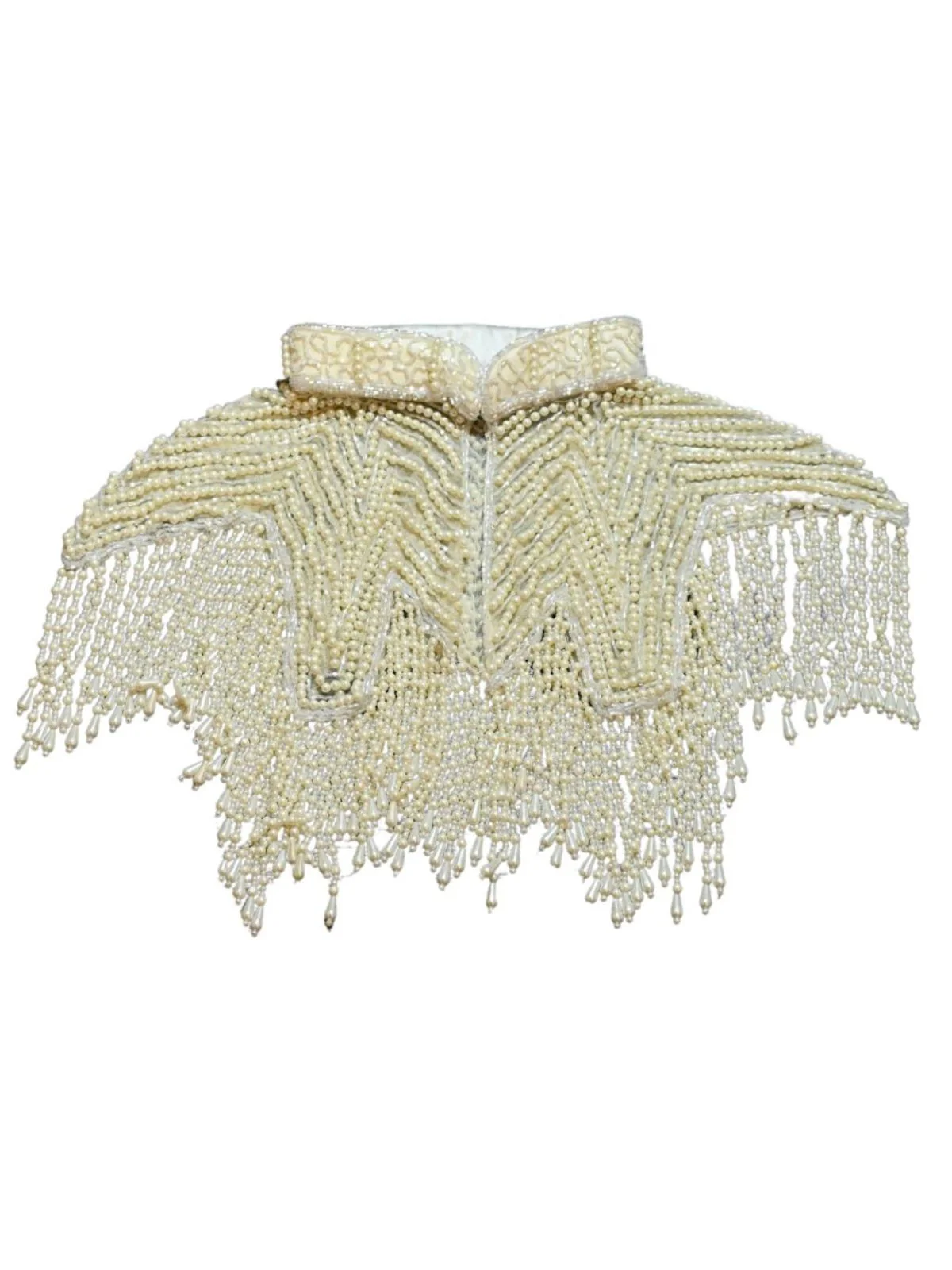 Odette Off White Net Embellished Cape For Women - Image 5