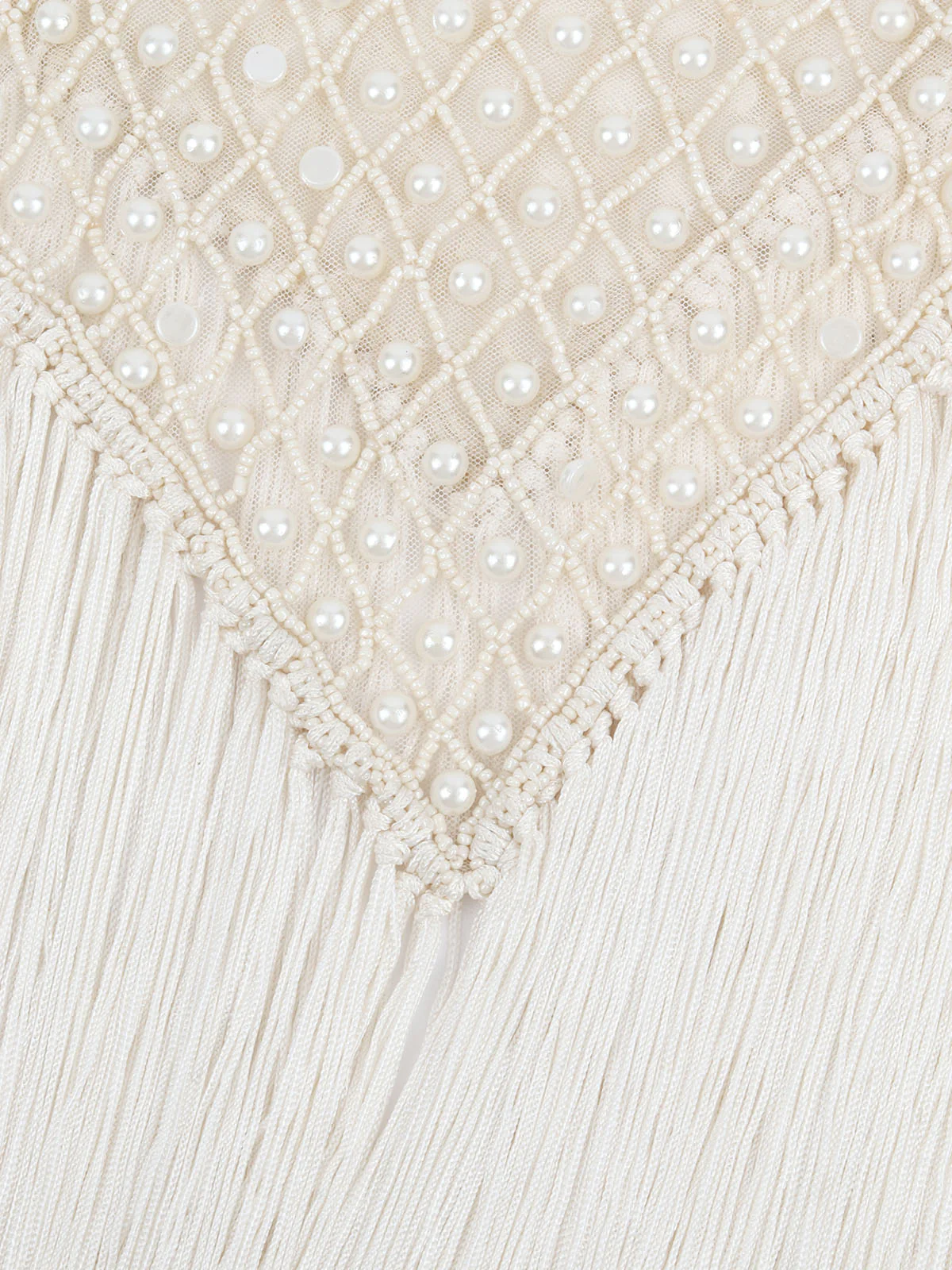 Odette Off White Net Embellished Cape For Women - Image 8