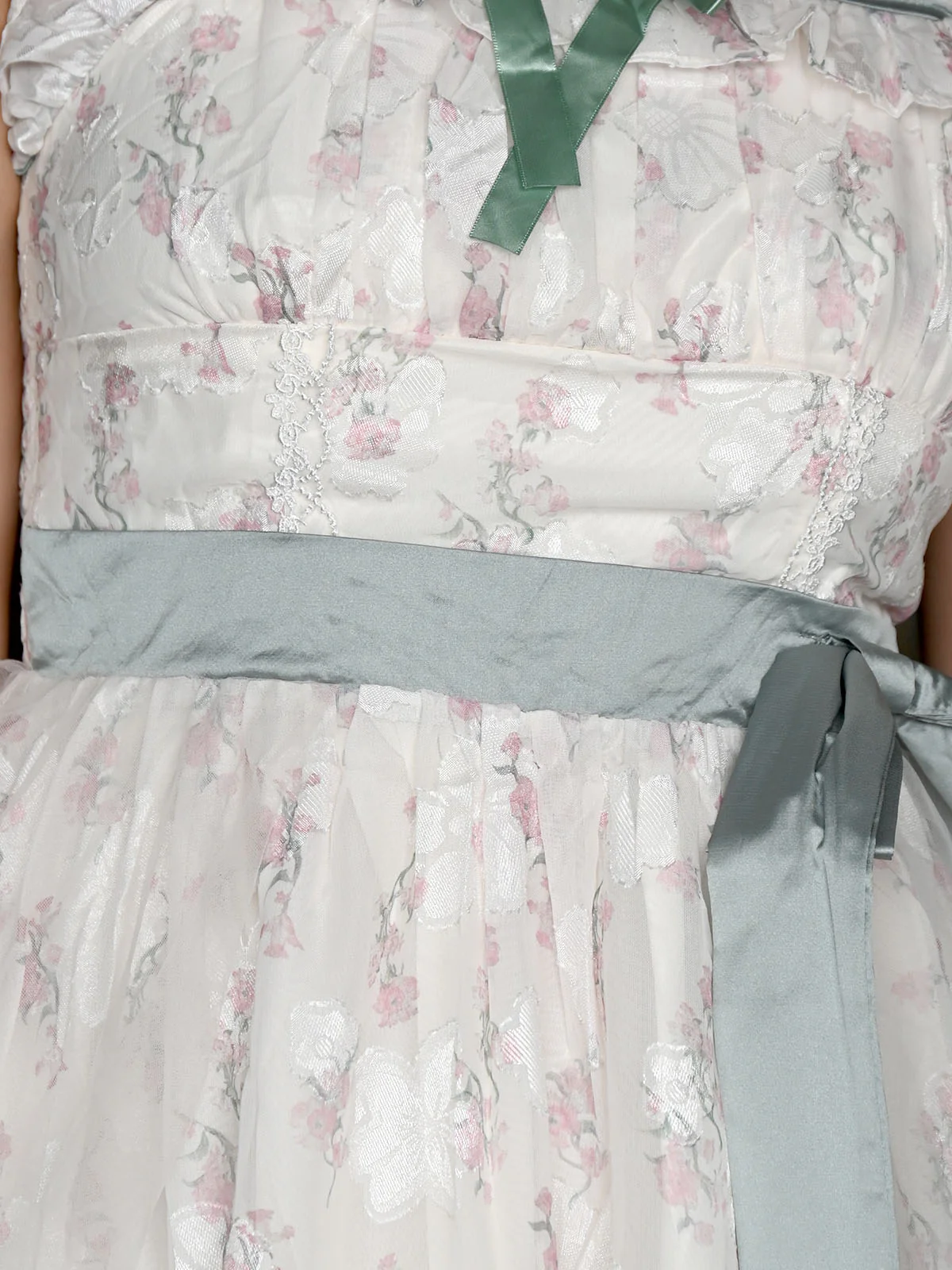 Odette Off White Net Floral Printed Dress For Women - Image 6