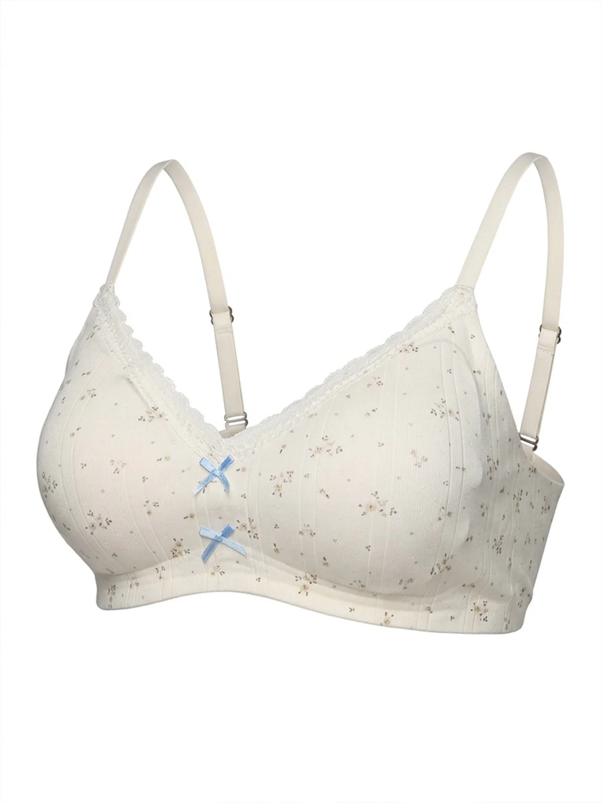 Odette Off White Nylon Printed Bra For Women - Image 4